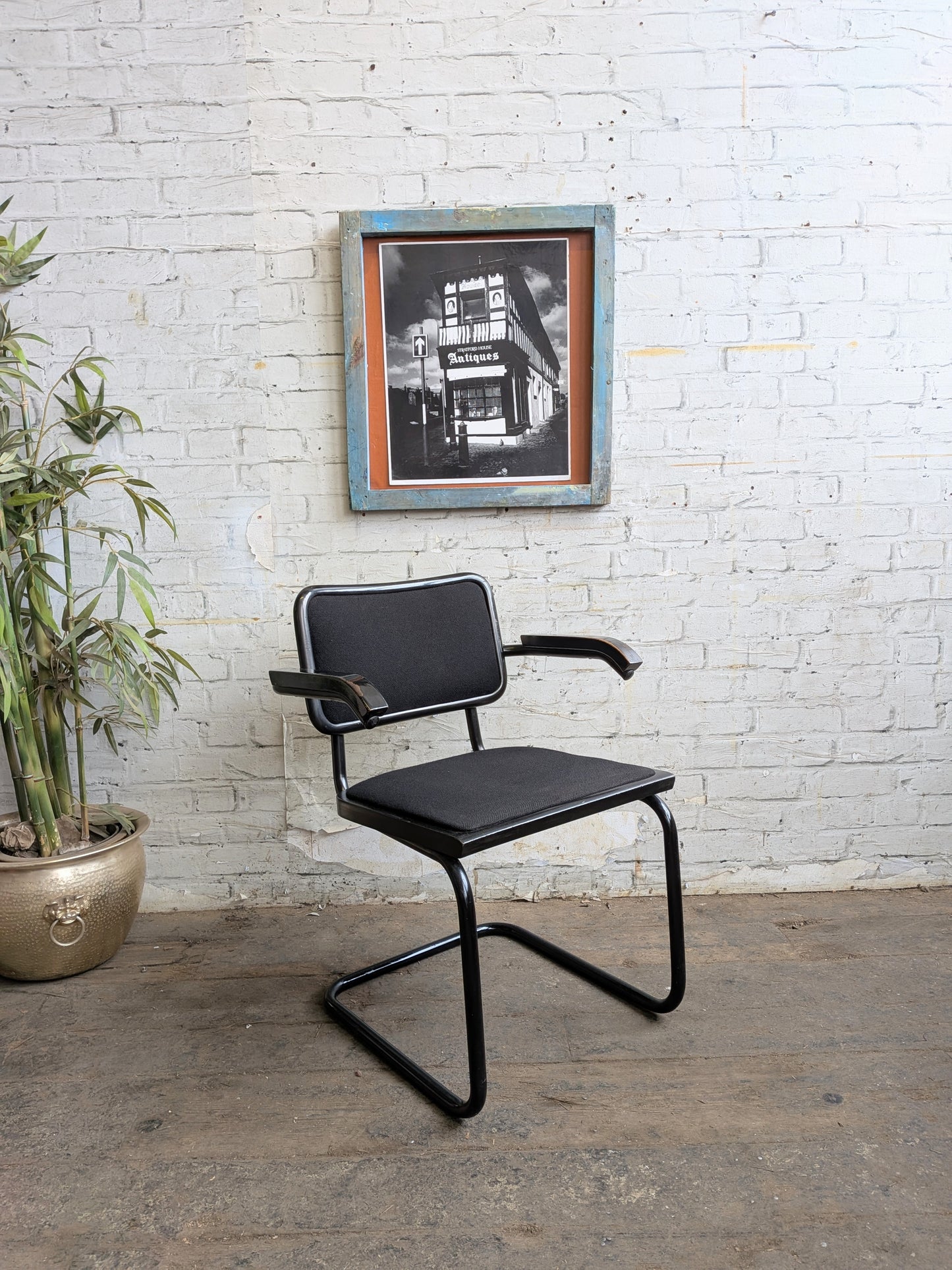 Vintage 70s 80s Marcel Breuer Design Black Cesce Armchair Cantilever Desk Chair