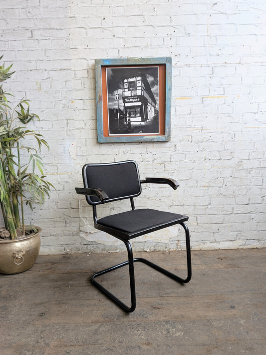 Vintage 70s 80s Marcel Breuer Design Black Cesce Armchair Cantilever Desk Chair