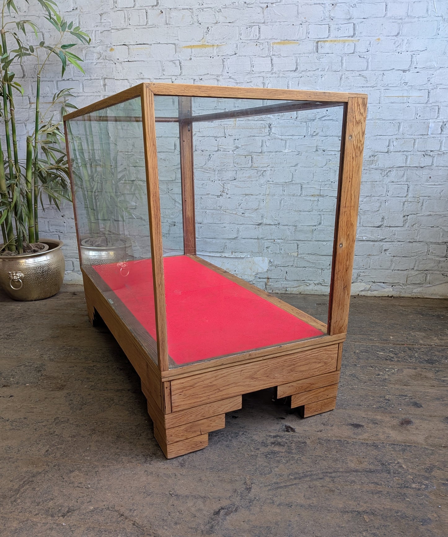 1920s 30s Vintage Art Deco Oak Glazed Haberdashery Shop Display Counter Cabinet