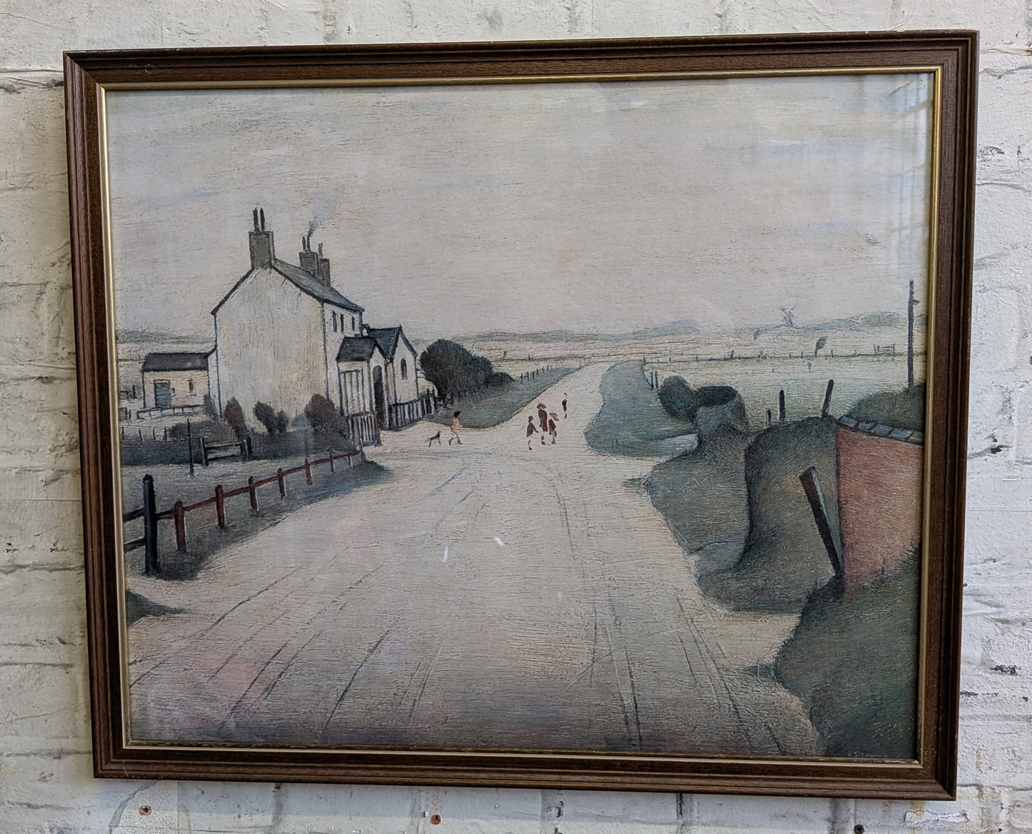 Rare Vintage 70s 80s Framed Print of L.S. Lowry A Country Road (1952)