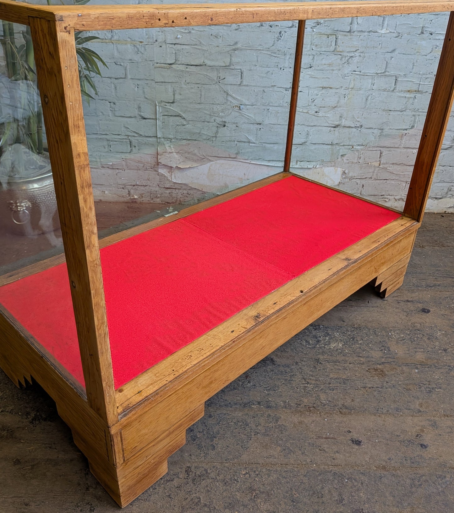 1920s 30s Vintage Art Deco Oak Glazed Haberdashery Shop Display Counter Cabinet