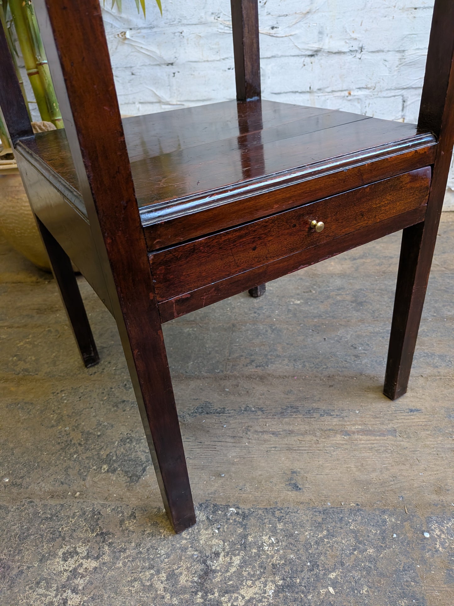 Antique Georgian Mahogany Gents Washstand Bedside Side Plant Table With Drawer