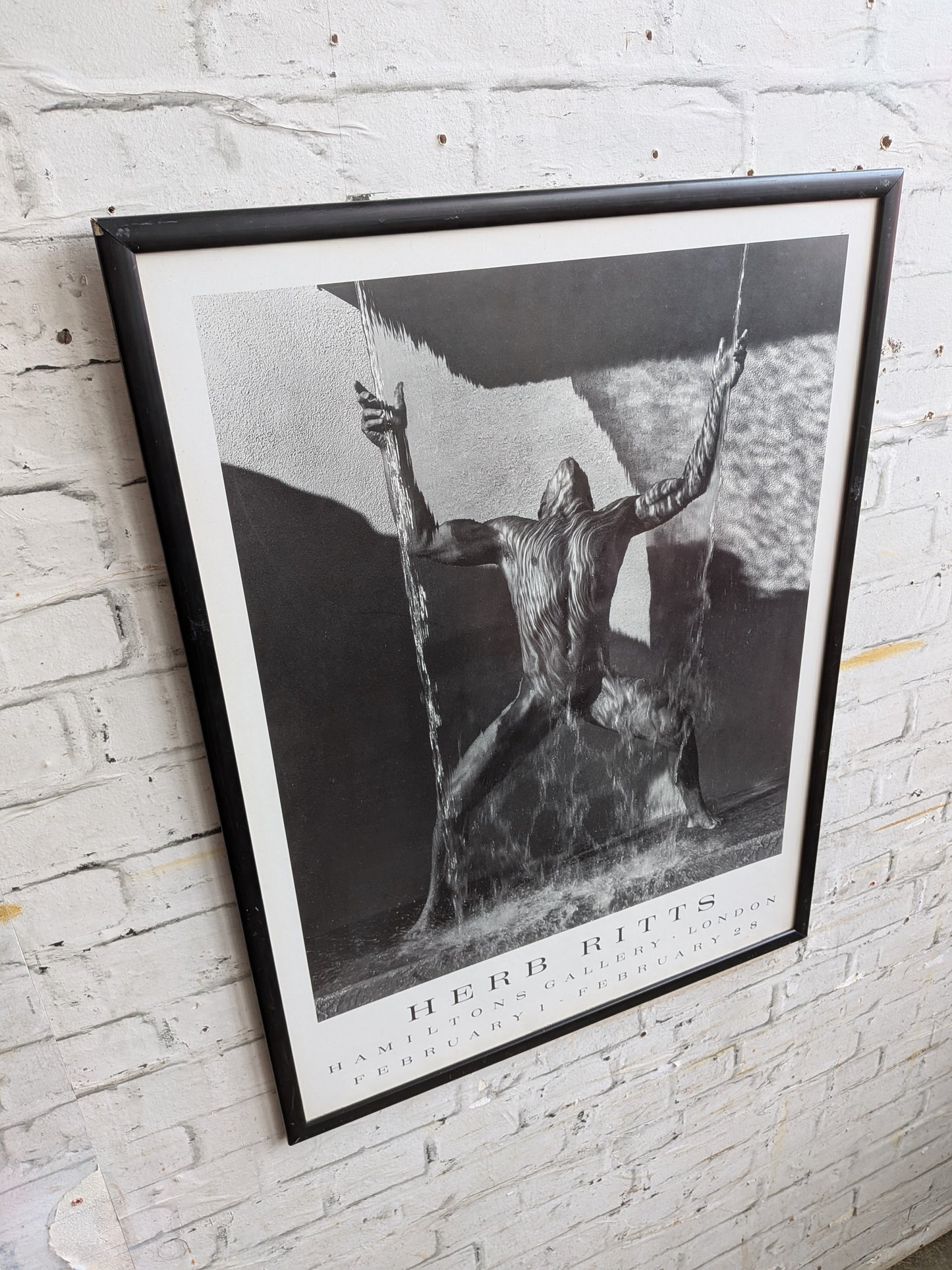 Vintage Framed 1989 Herb Ritts Waterfall II Abstract Nude Photographic Poster