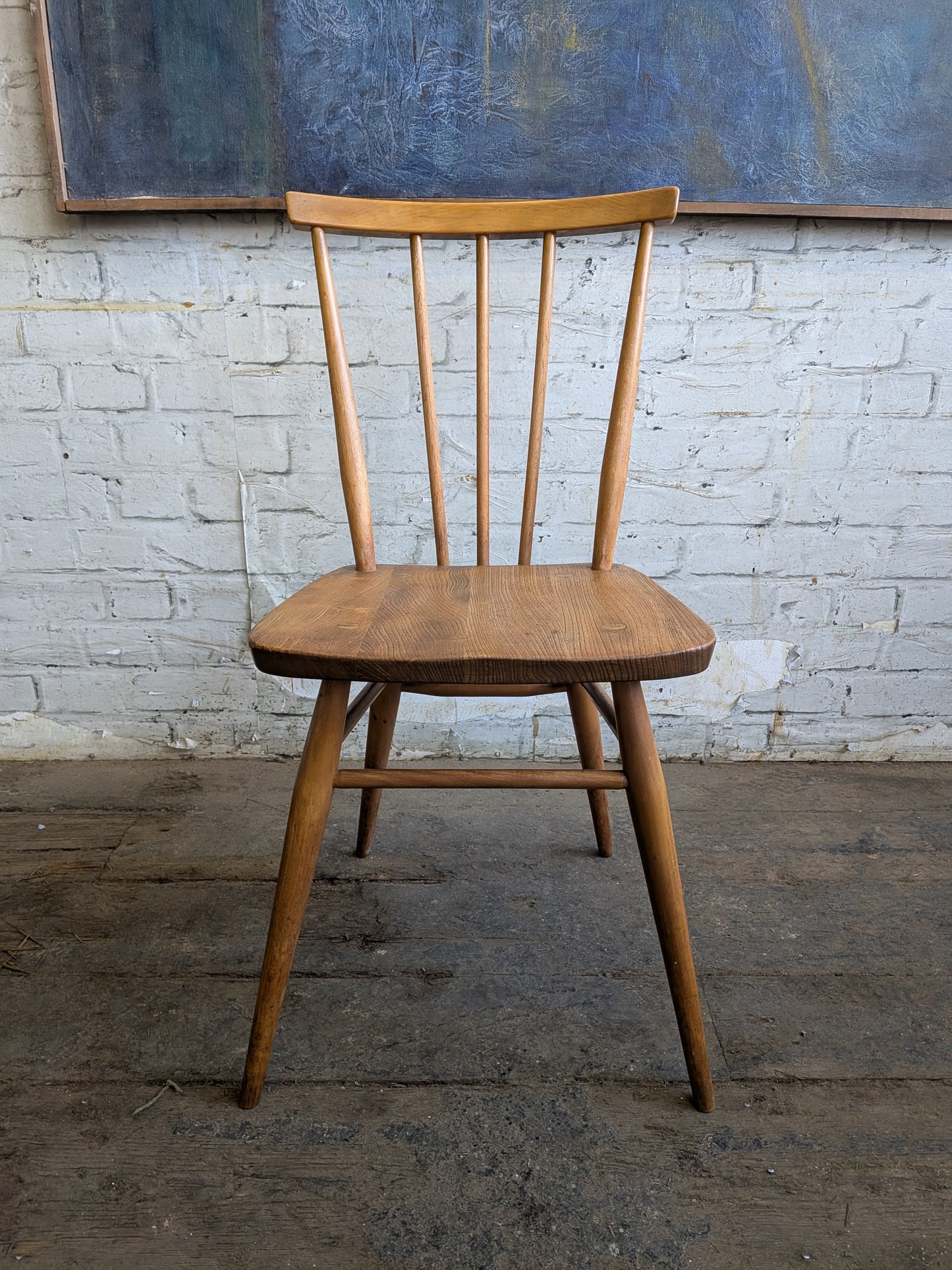 4 Mid Century Modern Ercol All Purpose Chairs and Ercol Drop Leaf Kitchen Bistro Cafe Dining Table