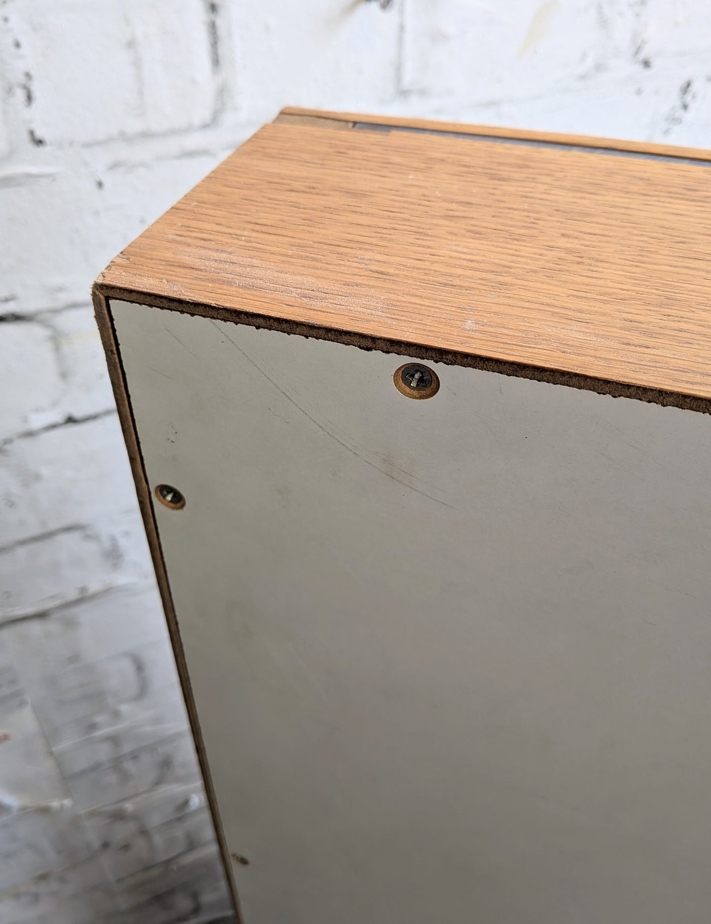 Vintage Retro Oak 4 Shelf Shop Haberdashery Table Top Display Shelving Unit.