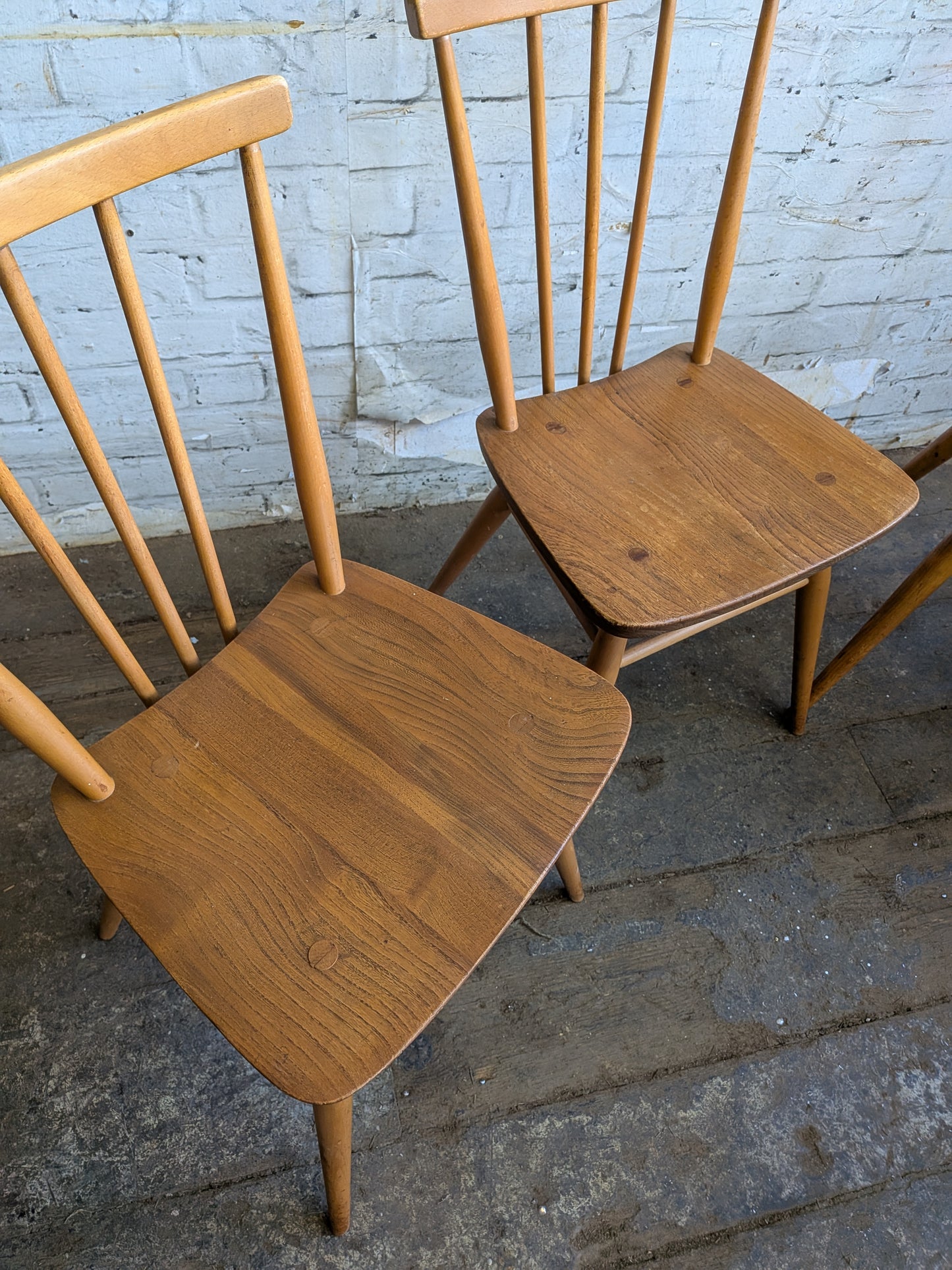 4 Mid Century Modern Ercol All Purpose Chairs and Ercol Drop Leaf Kitchen Bistro Cafe Dining Table