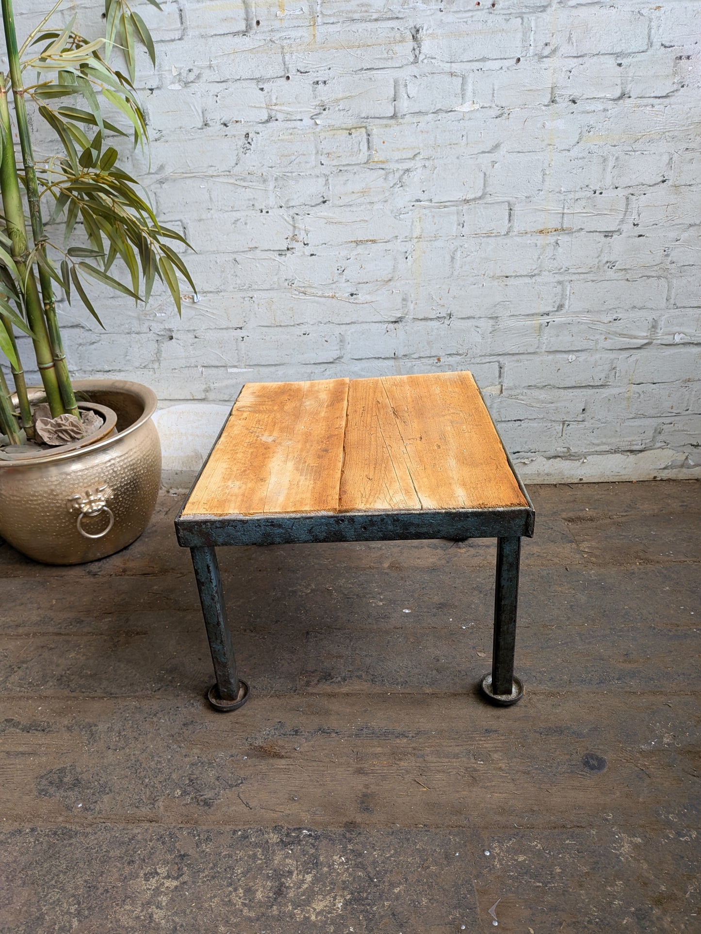 Vintage 50s 60s Mid Century Industrial Steel Side Coffee Lamp Table