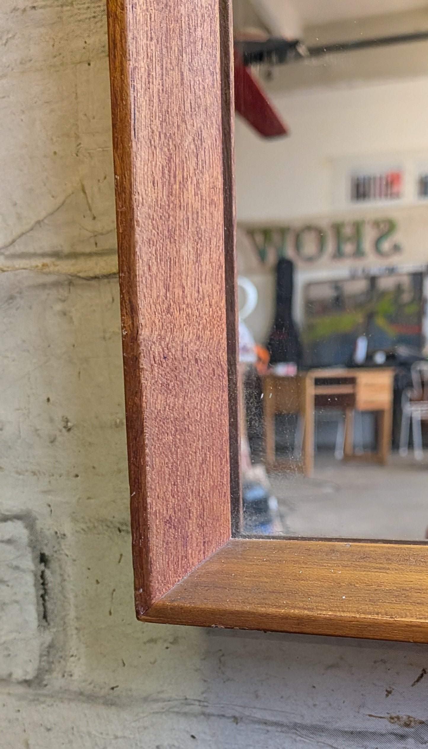 Large Vintage Mid Century Modern Danish Style Teak Wall Mirror