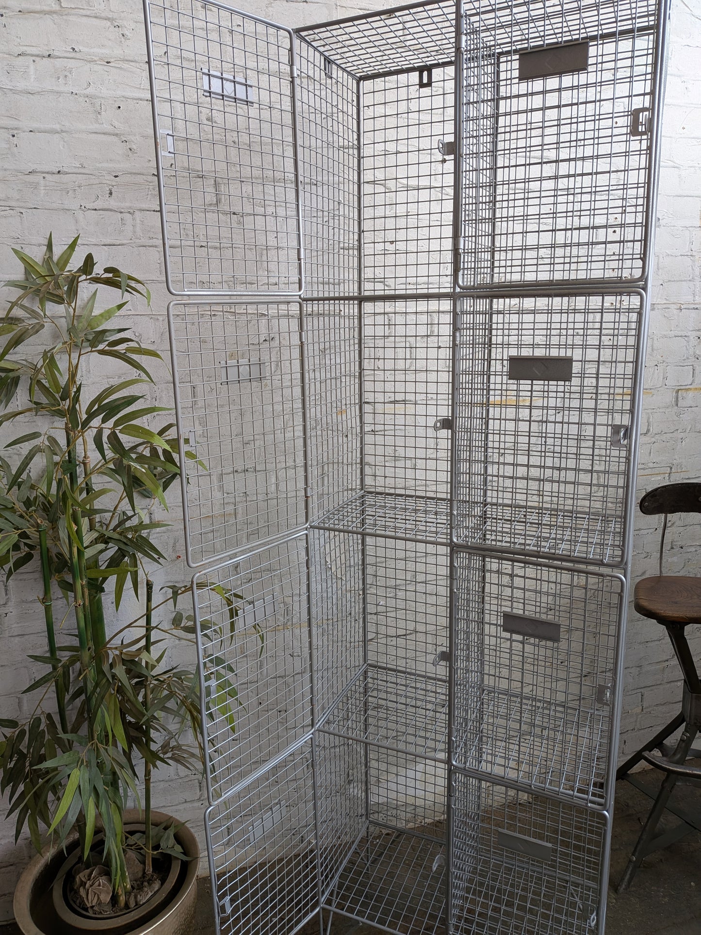 Industrial Retro Mid Century Modern Style Metal Steel Wire Coat Storage Locker