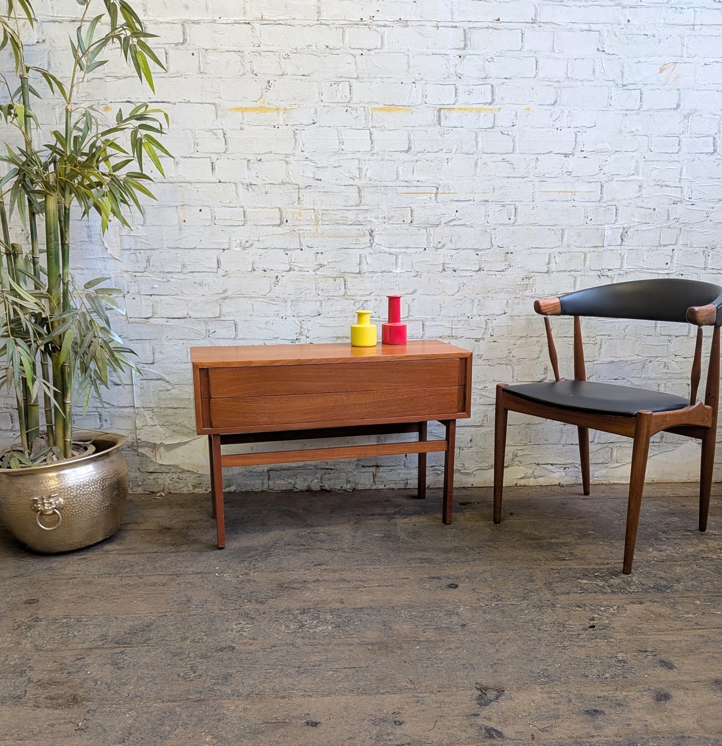 Vintage 60s Mid Century Modern Danish Niels Clausen NC Mobler Chest of 2 Drawers Side Table