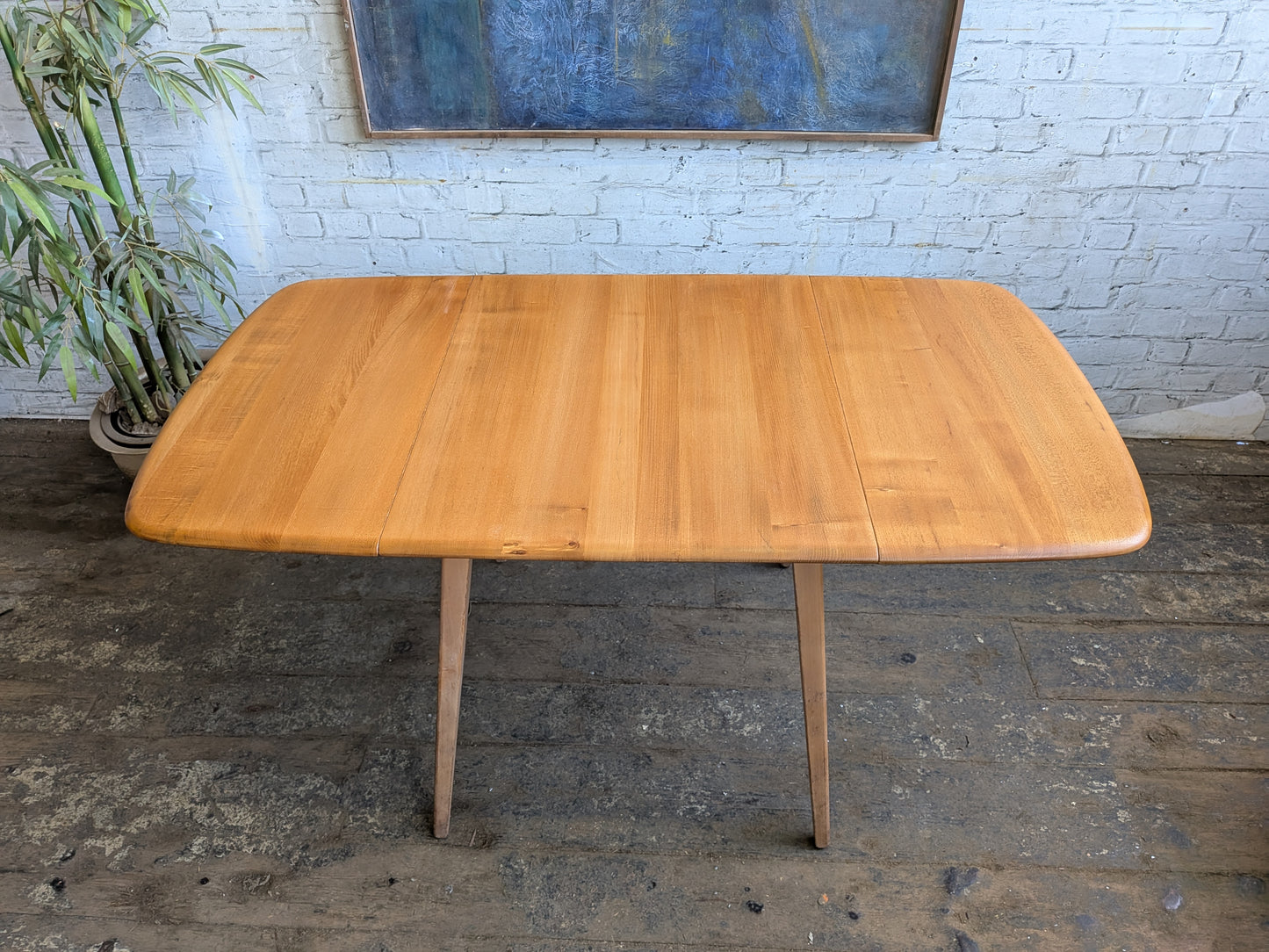 4 Mid Century Modern Ercol All Purpose Chairs and Ercol Drop Leaf Kitchen Bistro Cafe Dining Table