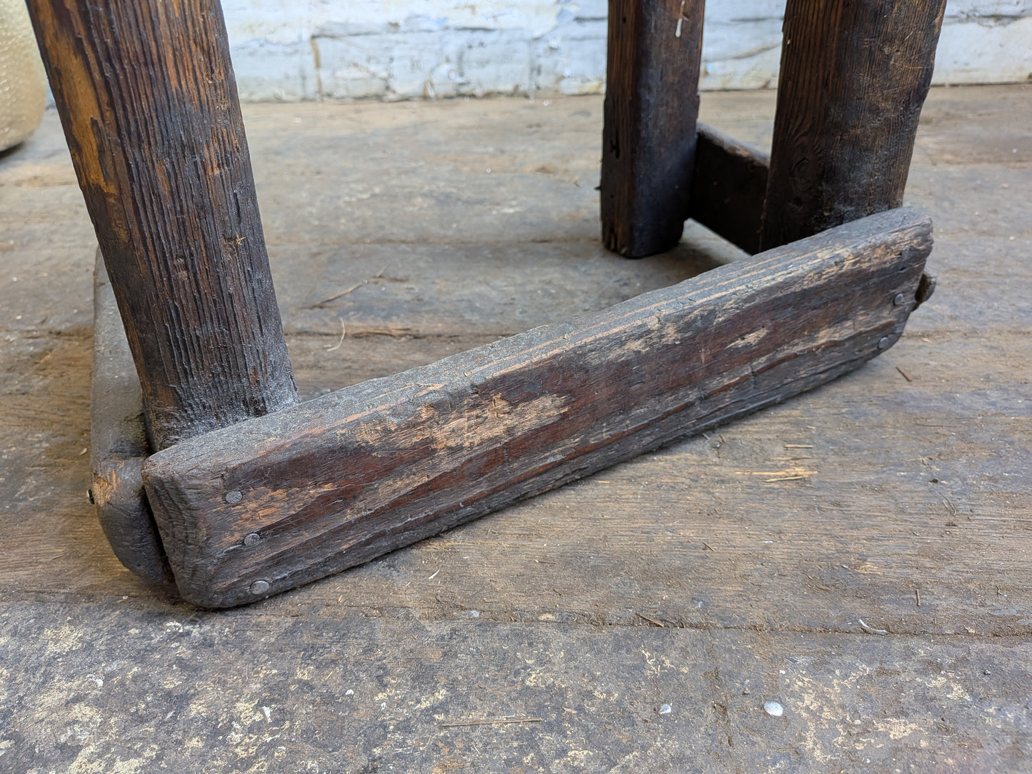 Scarce Antique Primitive Folk Art Industrial Cutlers Style Factory Work Stool