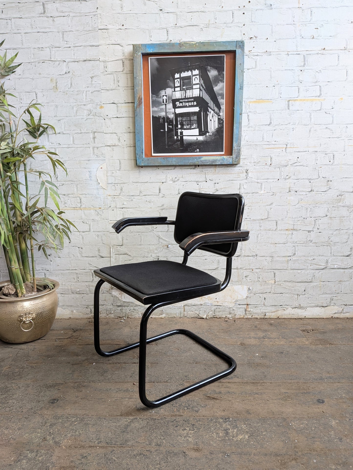 Vintage 70s 80s Marcel Breuer Design Black Cesce Armchair Cantilever Desk Chair
