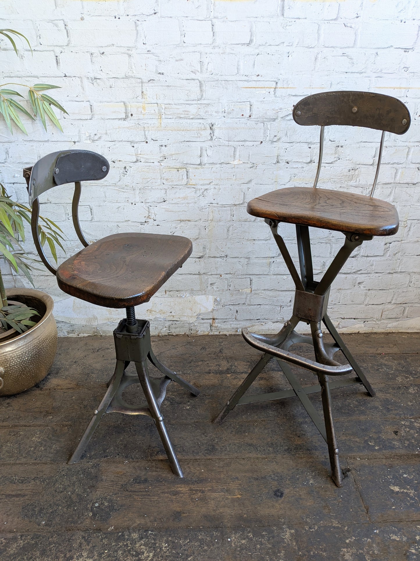 1 Vtg 30s 40s Art Deco Steel Evertaut Industrial Machinists Typists Swivel Chair