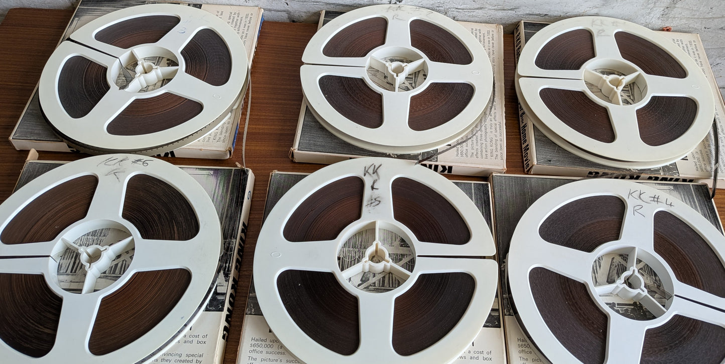 6 x Vintage 1970s Mountain Films Super 8mm Cine Film Reels  of King Kong 1933