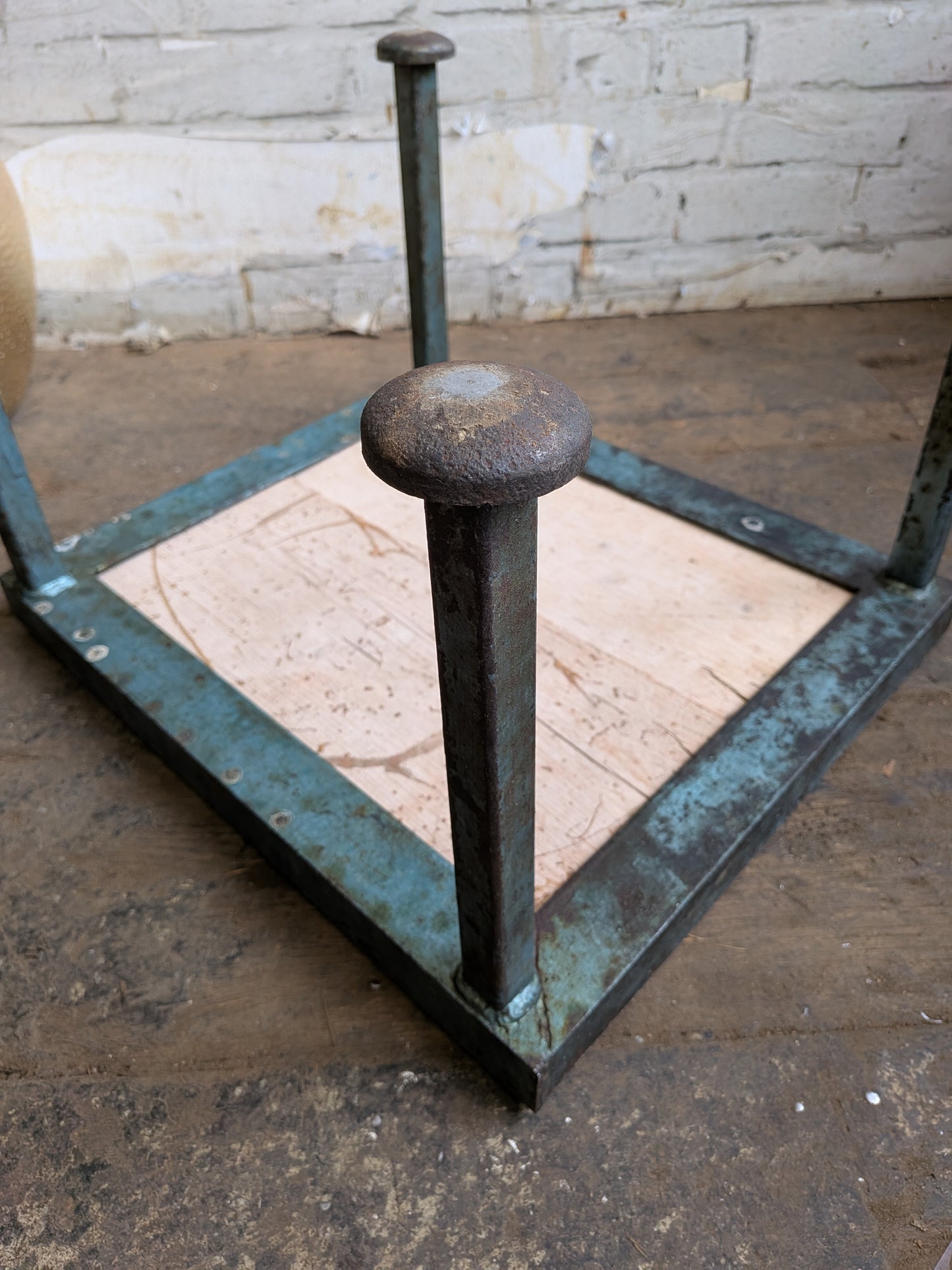 Vintage 50s 60s Mid Century Industrial Steel Side Coffee Lamp Table