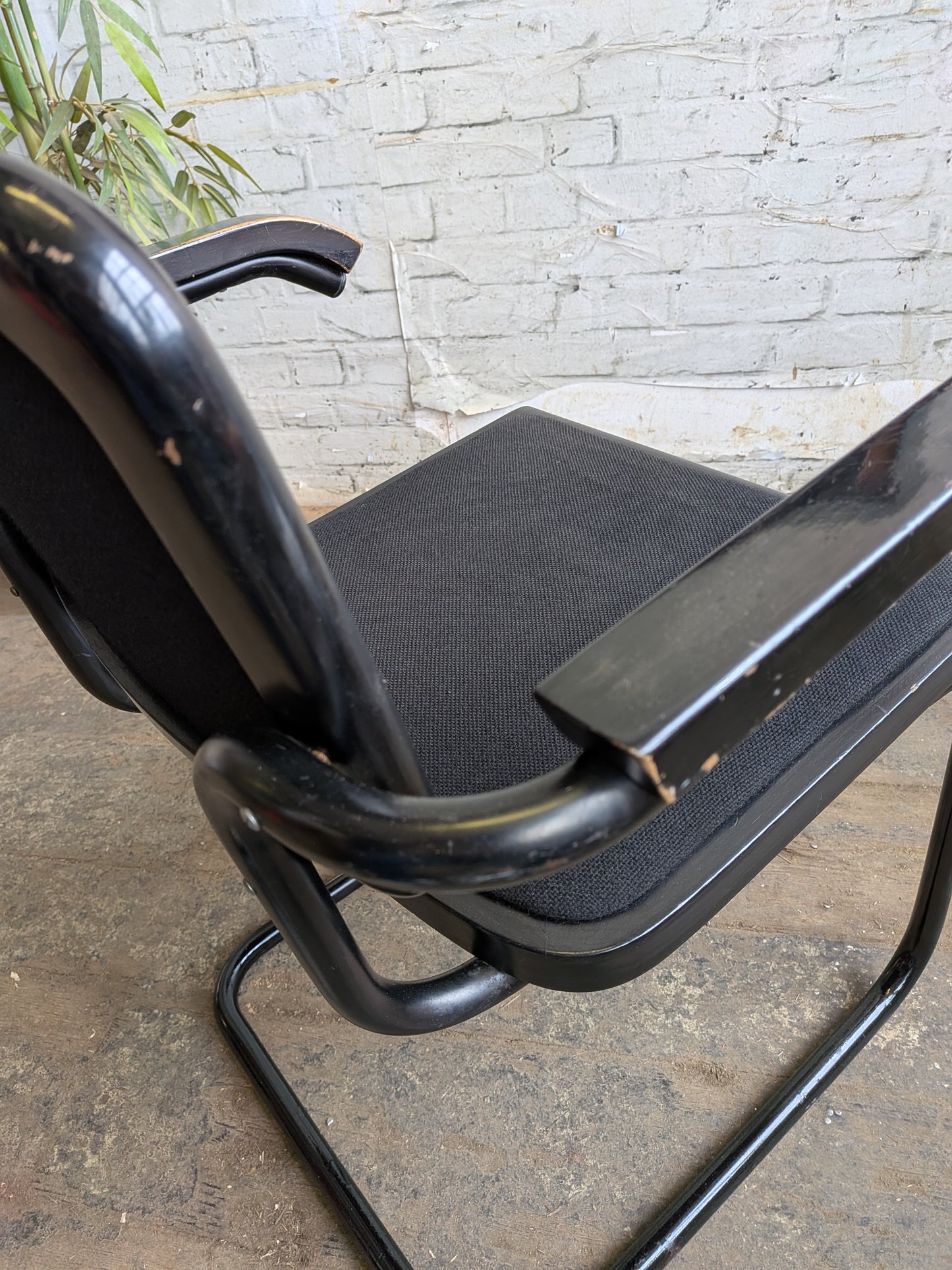 Vintage 70s 80s Marcel Breuer Design Black Cesce Armchair Cantilever Desk Chair