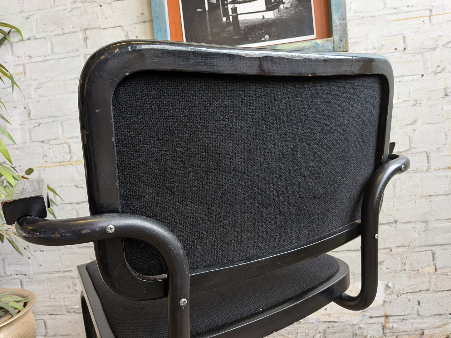 Vintage 70s 80s Marcel Breuer Design Black Cesce Armchair Cantilever Desk Chair