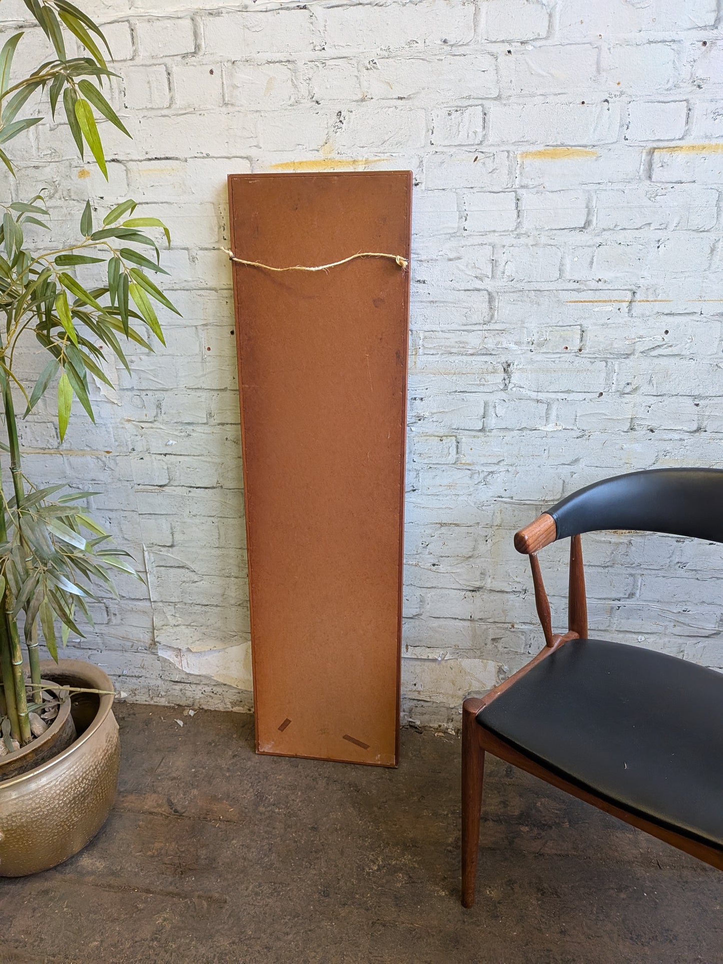 Large Vintage Mid Century Modern Danish Style Teak Wall Mirror