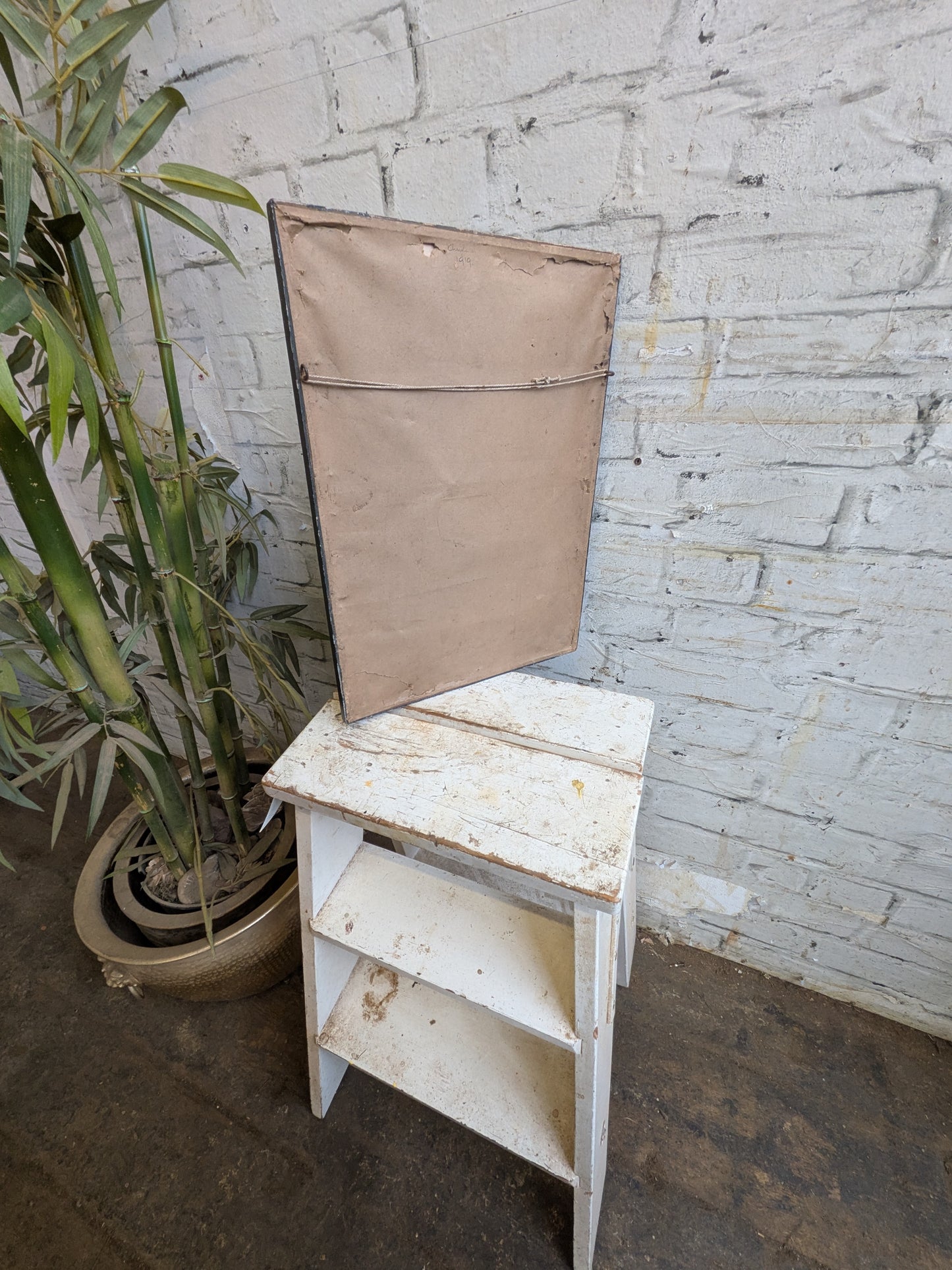 Antique Framed Hand Tinted Erotic Art Nude Seated Female Photograph