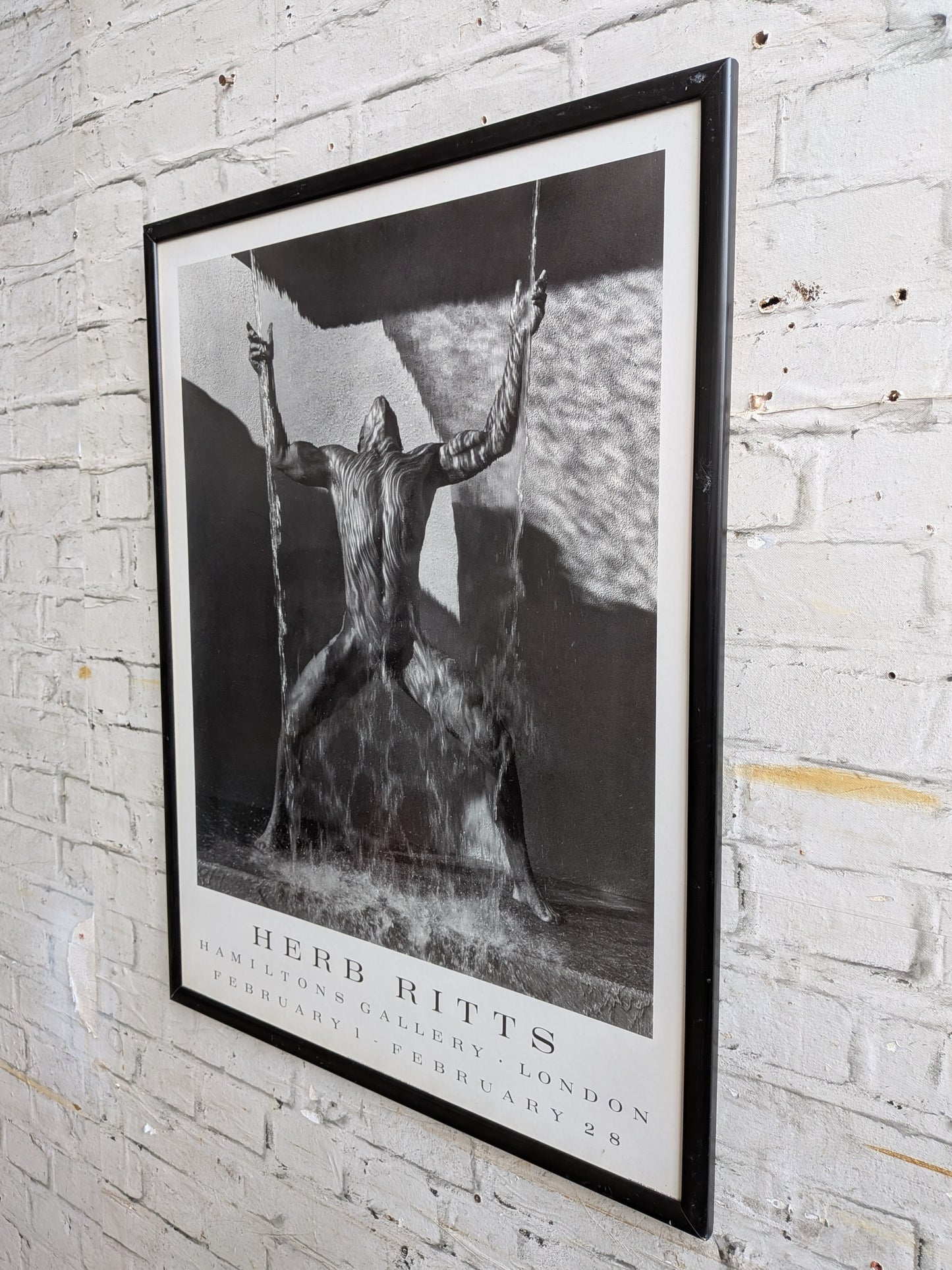Vintage Framed 1989 Herb Ritts Waterfall II Abstract Nude Photographic Poster