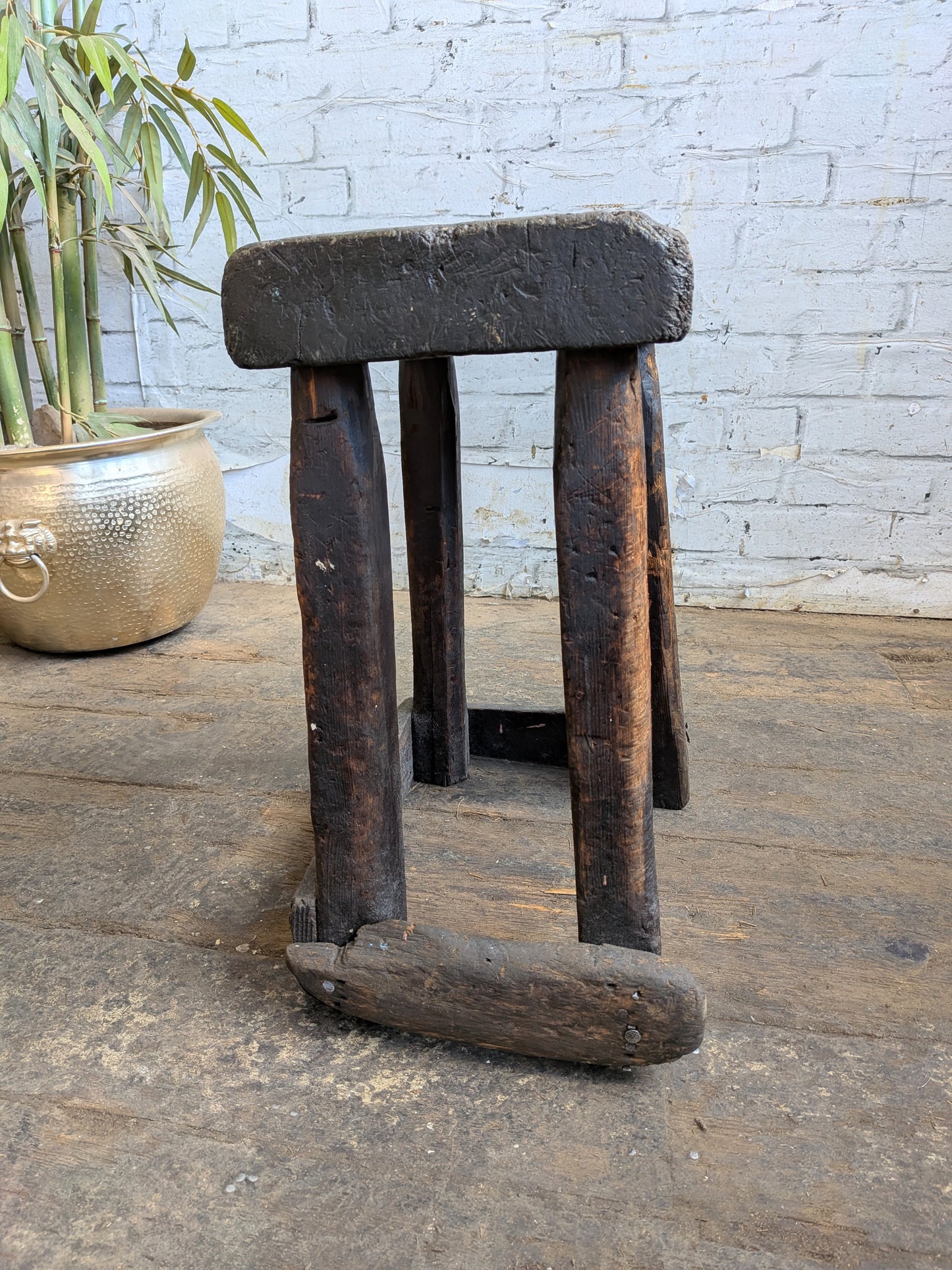 Scarce Antique Primitive Folk Art Industrial Cutlers Style Factory Work Stool
