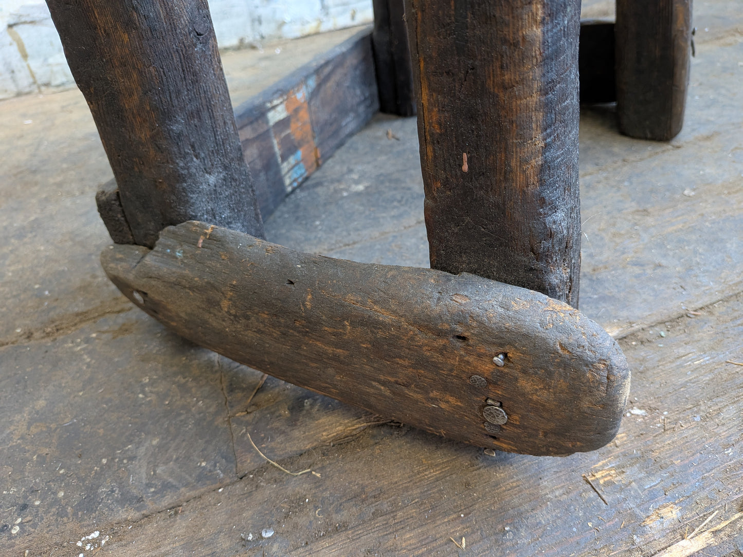 Scarce Antique Primitive Folk Art Industrial Cutlers Style Factory Work Stool
