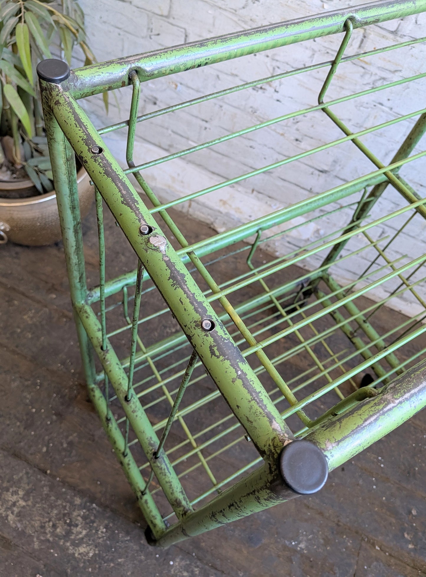 1 x Vtg Mid Century Industrial Factory Steel Book Shelf Shelving Storage Trolley