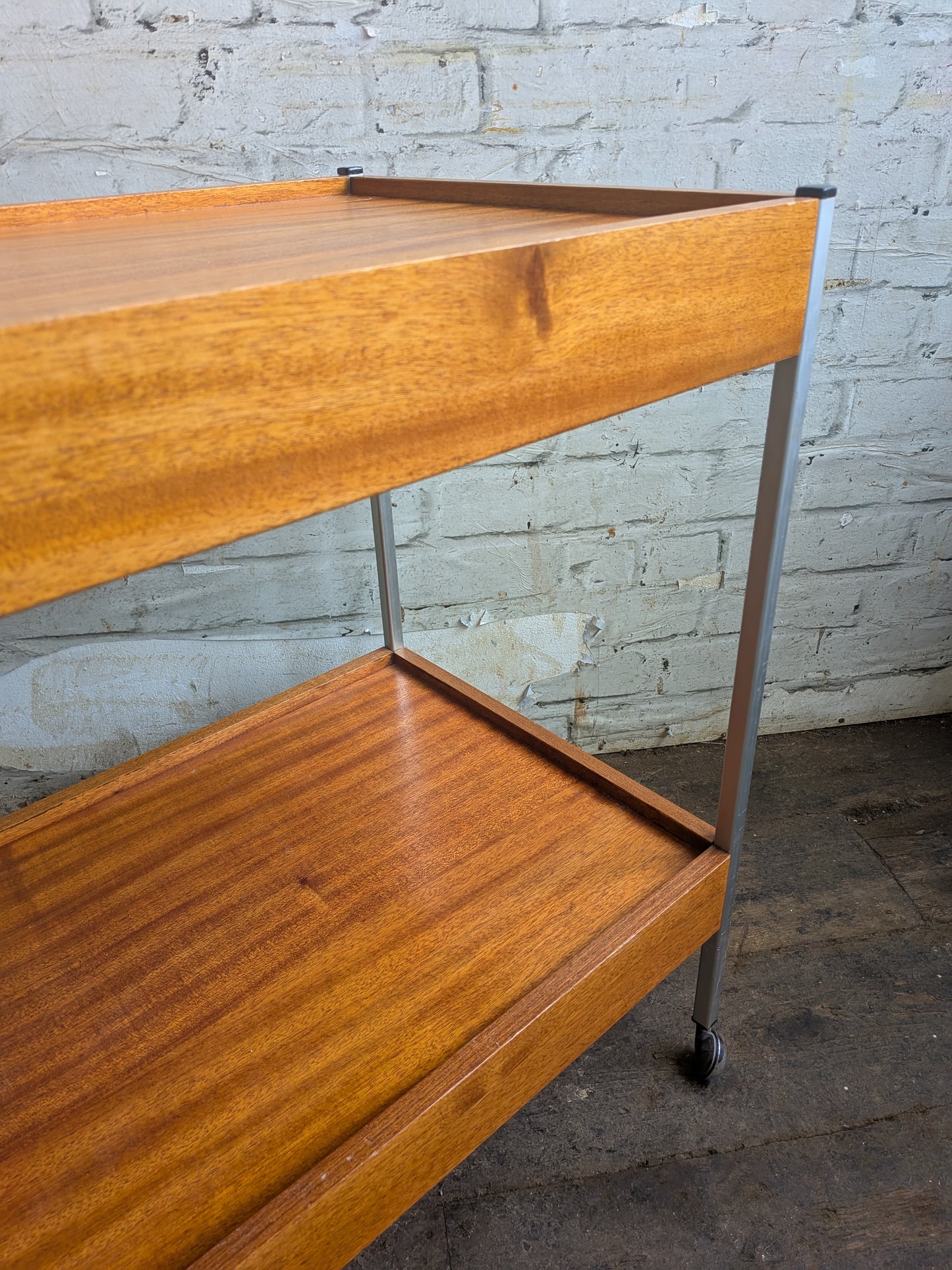 Vintage Mid Century Modern 2 Tier Drinks or Record Player Media Trolley Table