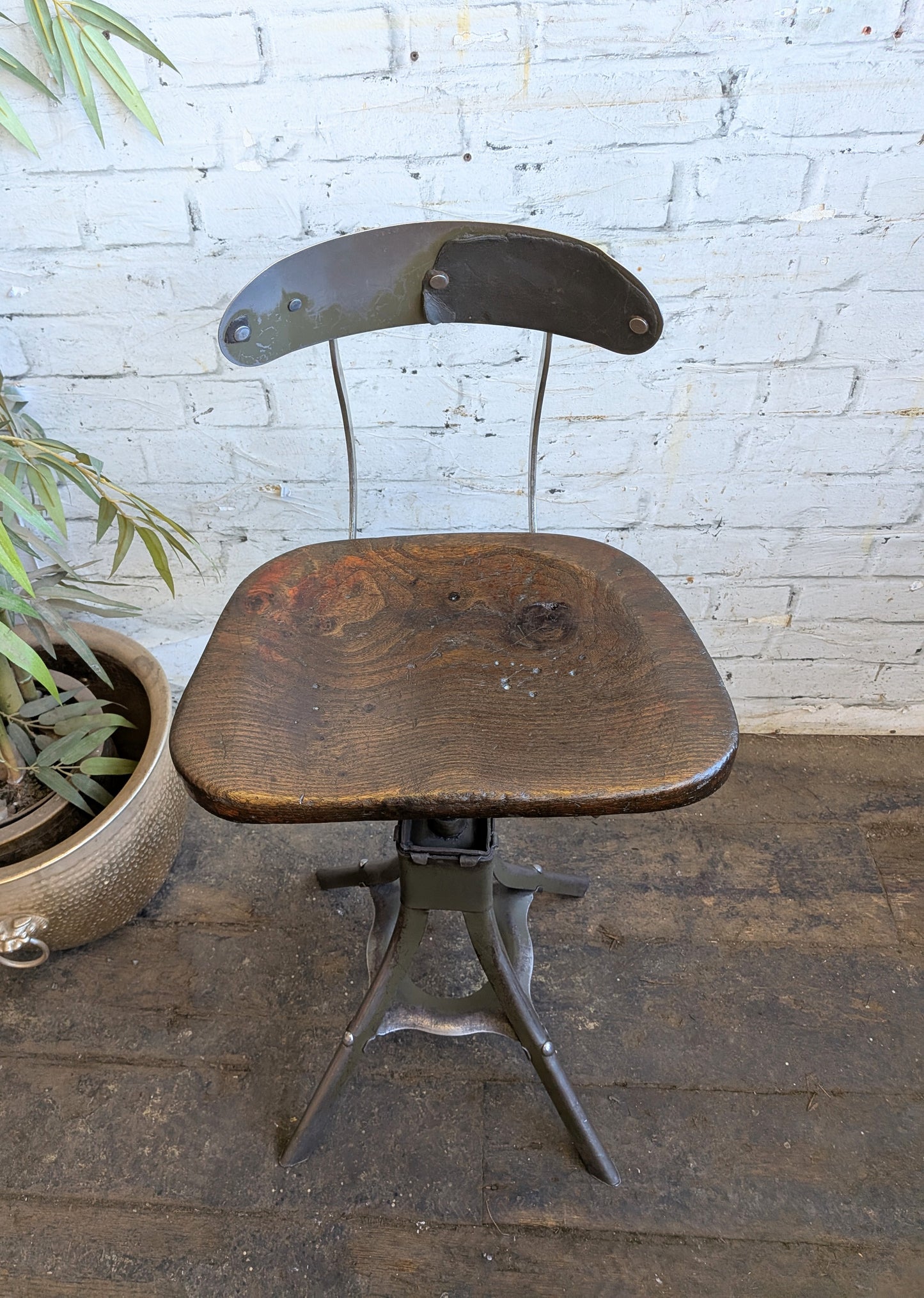 1 Vtg 30s 40s Art Deco Steel Evertaut Industrial Machinists Typists Swivel Chair