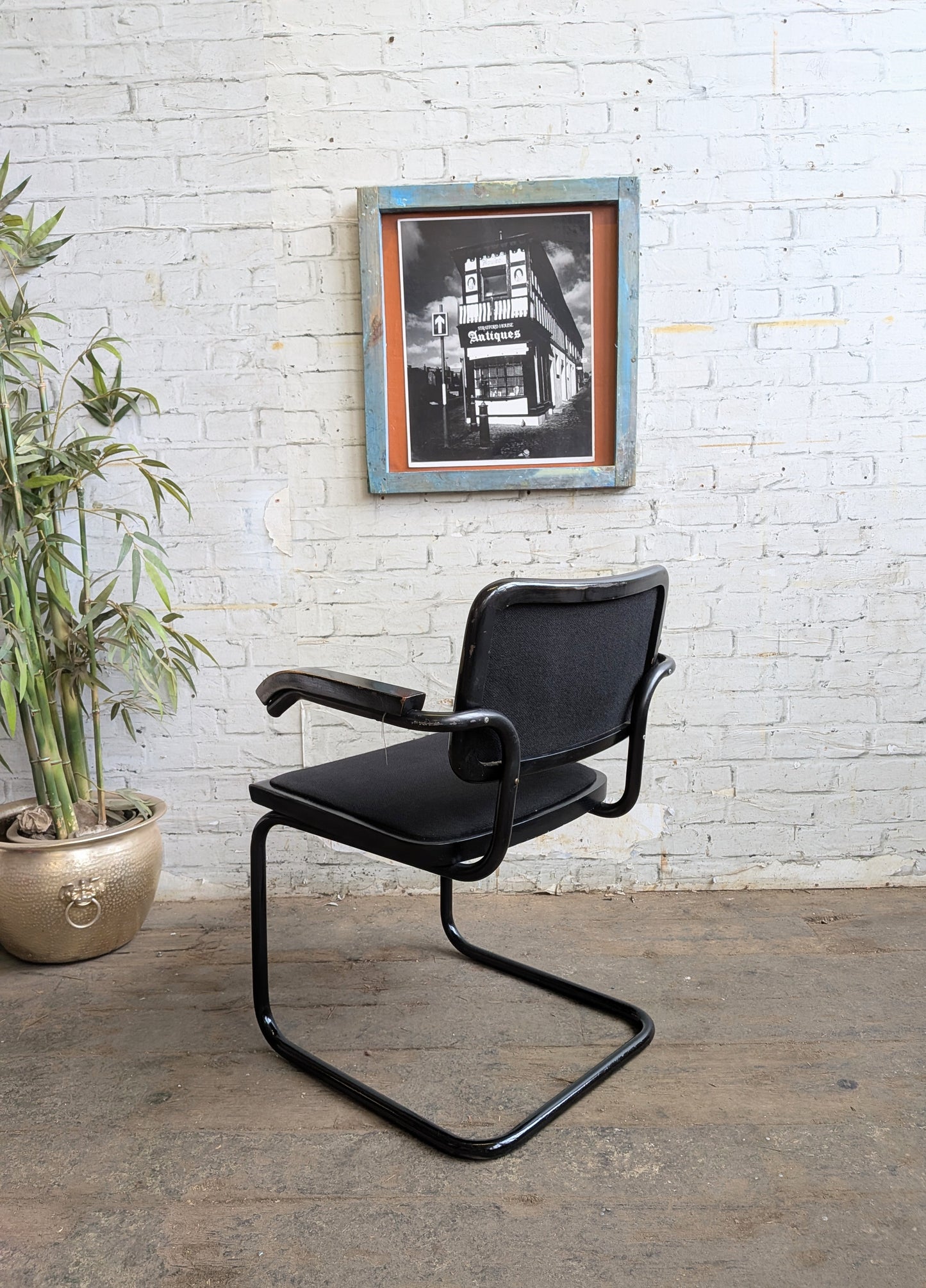 Vintage 70s 80s Marcel Breuer Design Black Cesce Armchair Cantilever Desk Chair