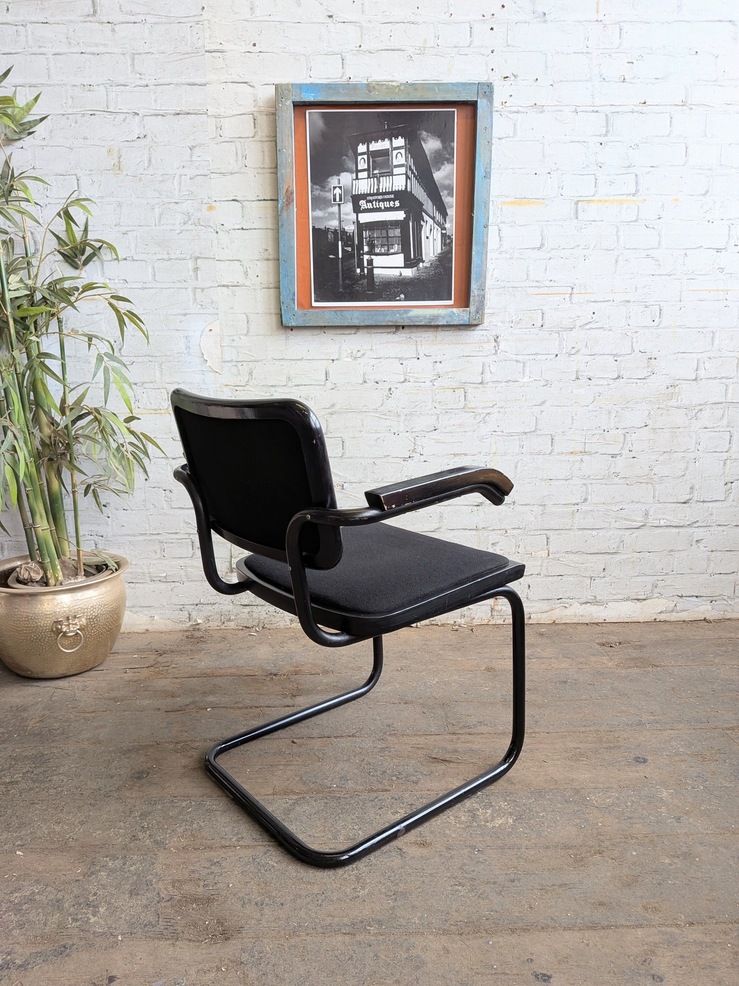 Vintage 70s 80s Marcel Breuer Design Black Cesce Armchair Cantilever Desk Chair