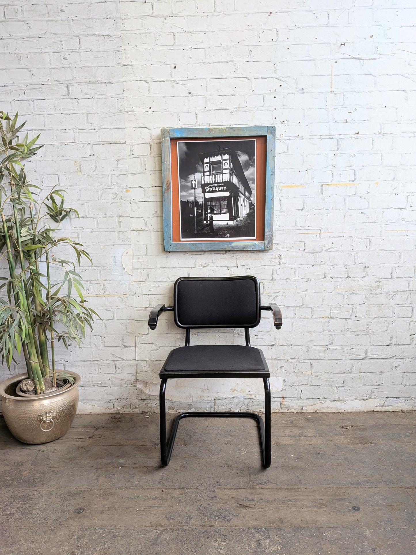 Vintage 70s 80s Marcel Breuer Design Black Cesce Armchair Cantilever Desk Chair