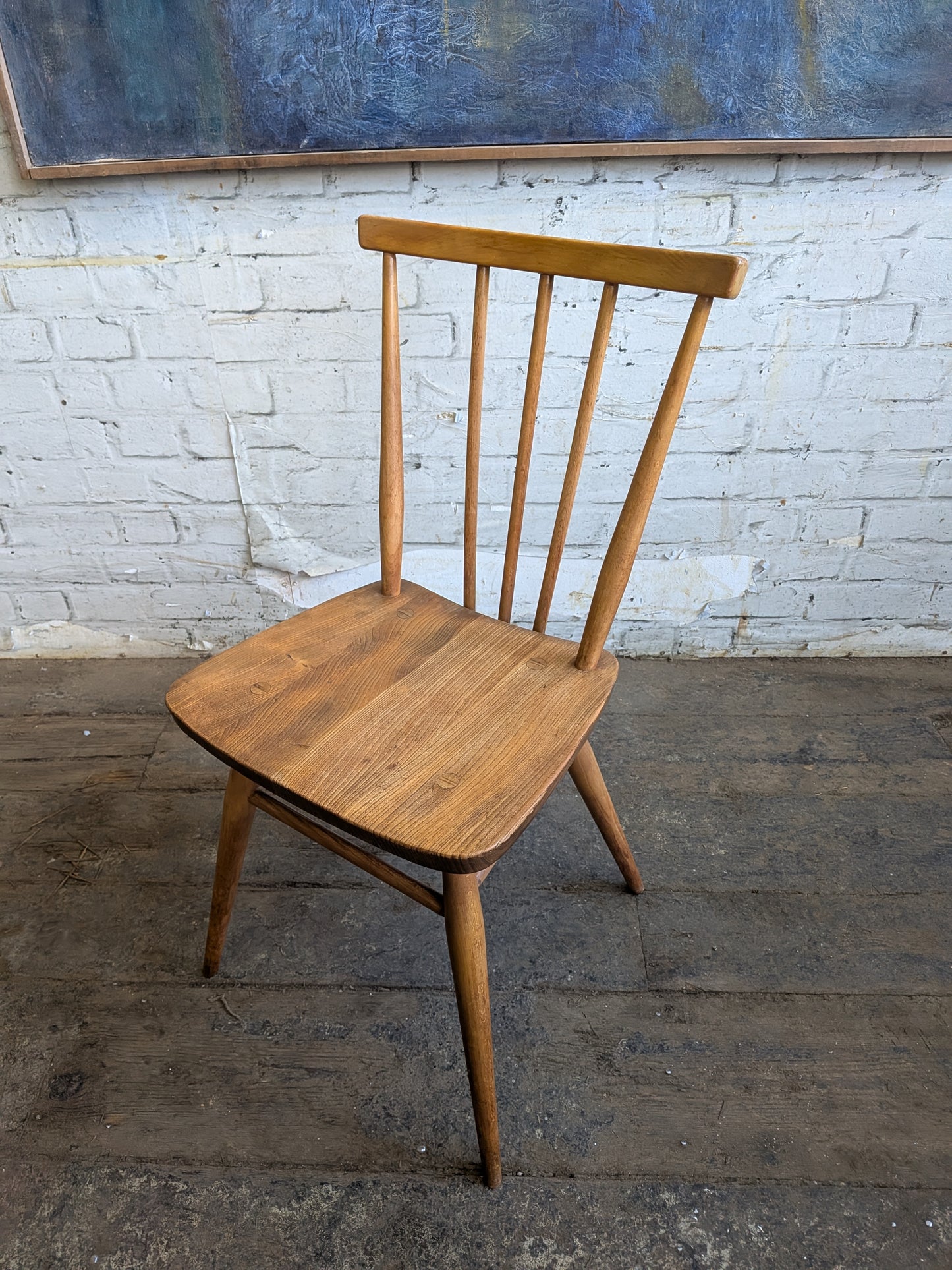 4 Mid Century Modern Ercol All Purpose Chairs and Ercol Drop Leaf Kitchen Bistro Cafe Dining Table