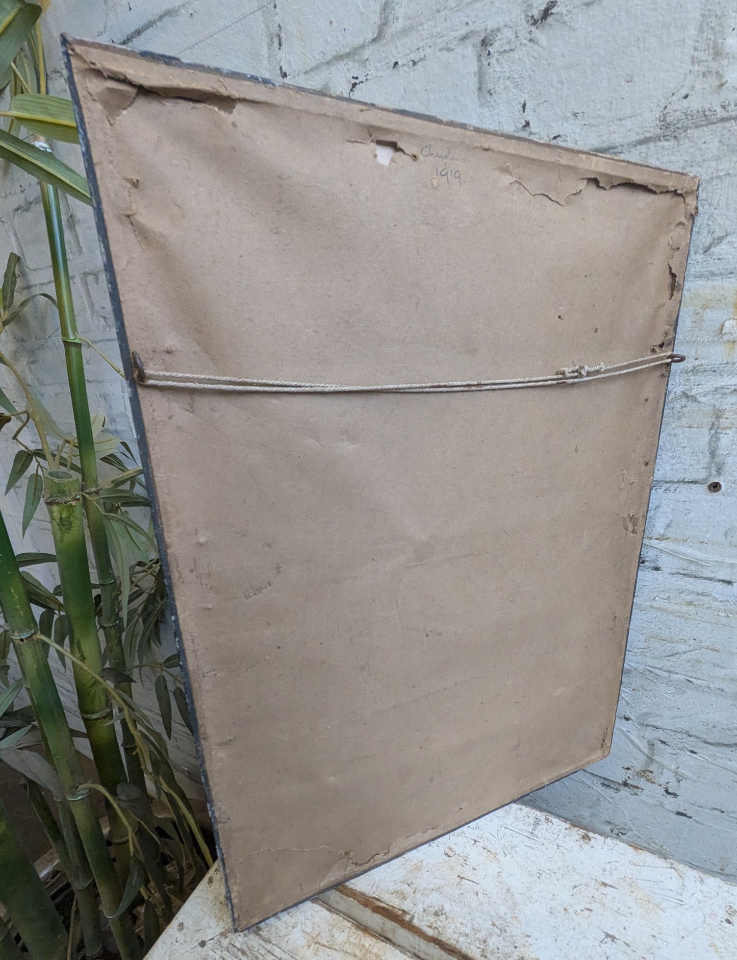 Antique Framed Hand Tinted Erotic Art Nude Seated Female Photograph