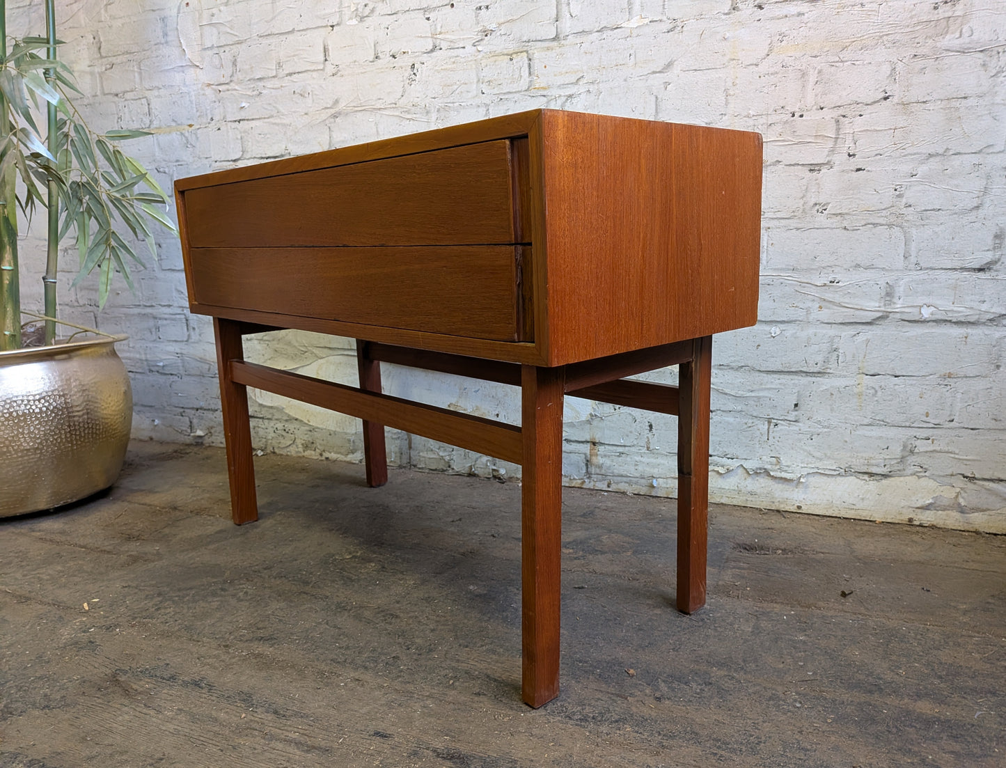 Vintage 60s Mid Century Modern Danish Niels Clausen NC Mobler Chest of 2 Drawers Side Table