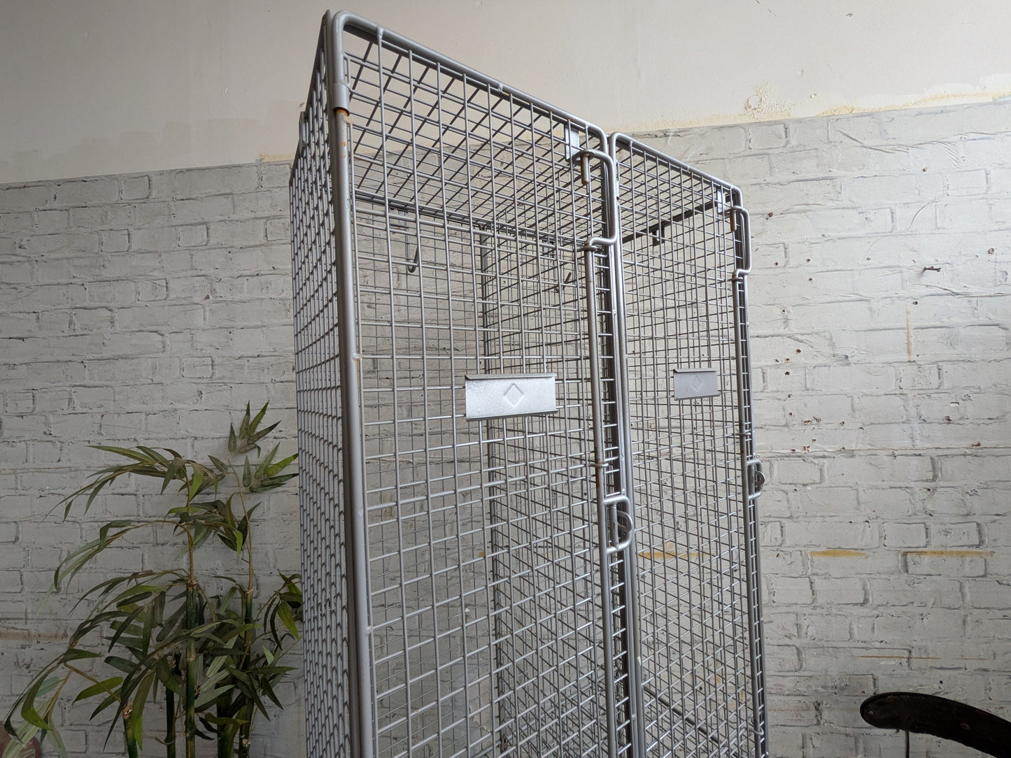 Industrial Retro Mid Century Modern Style Metal Steel Wire Coat Storage Locker