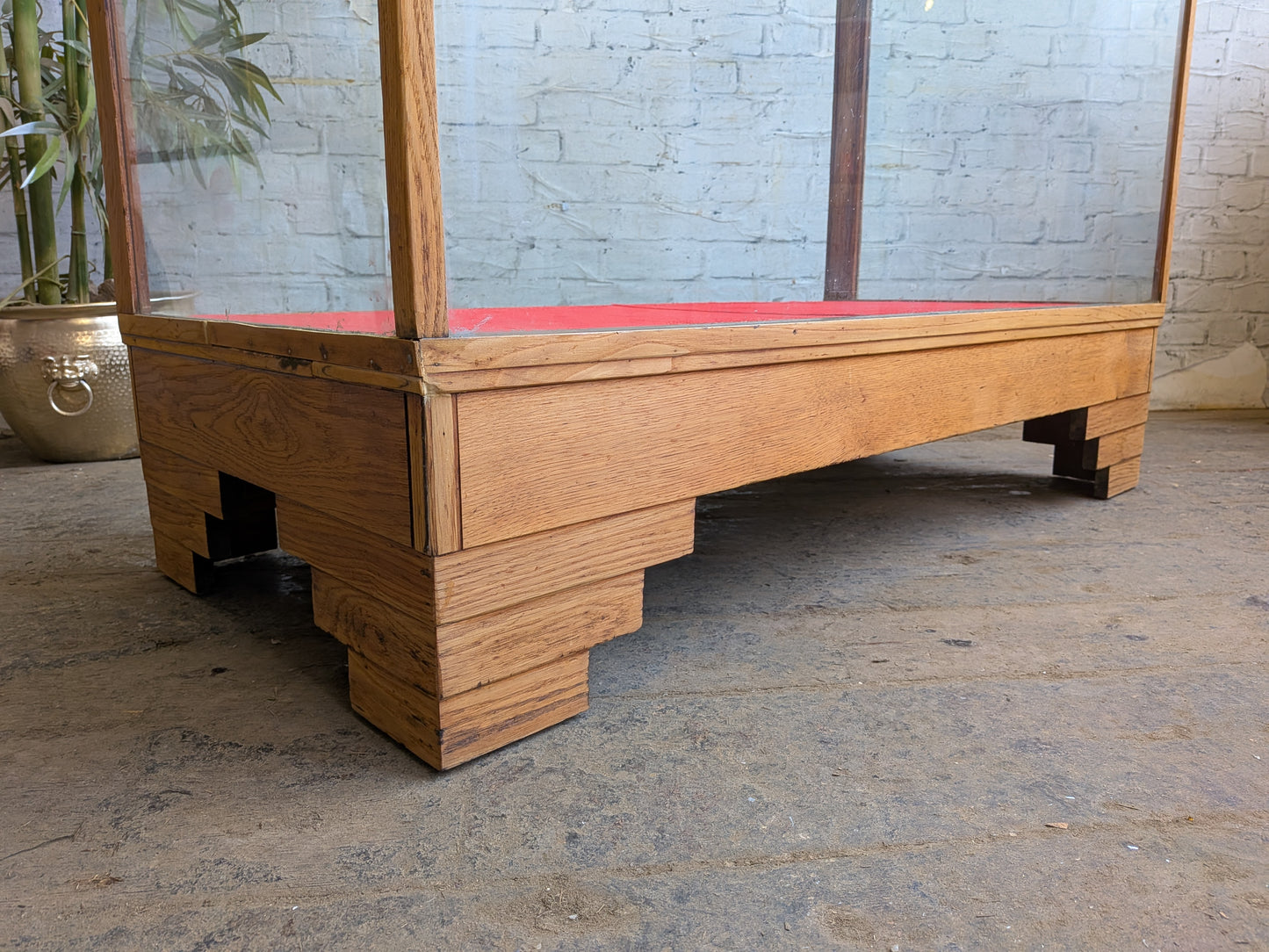 1920s 30s Vintage Art Deco Oak Glazed Haberdashery Shop Display Counter Cabinet