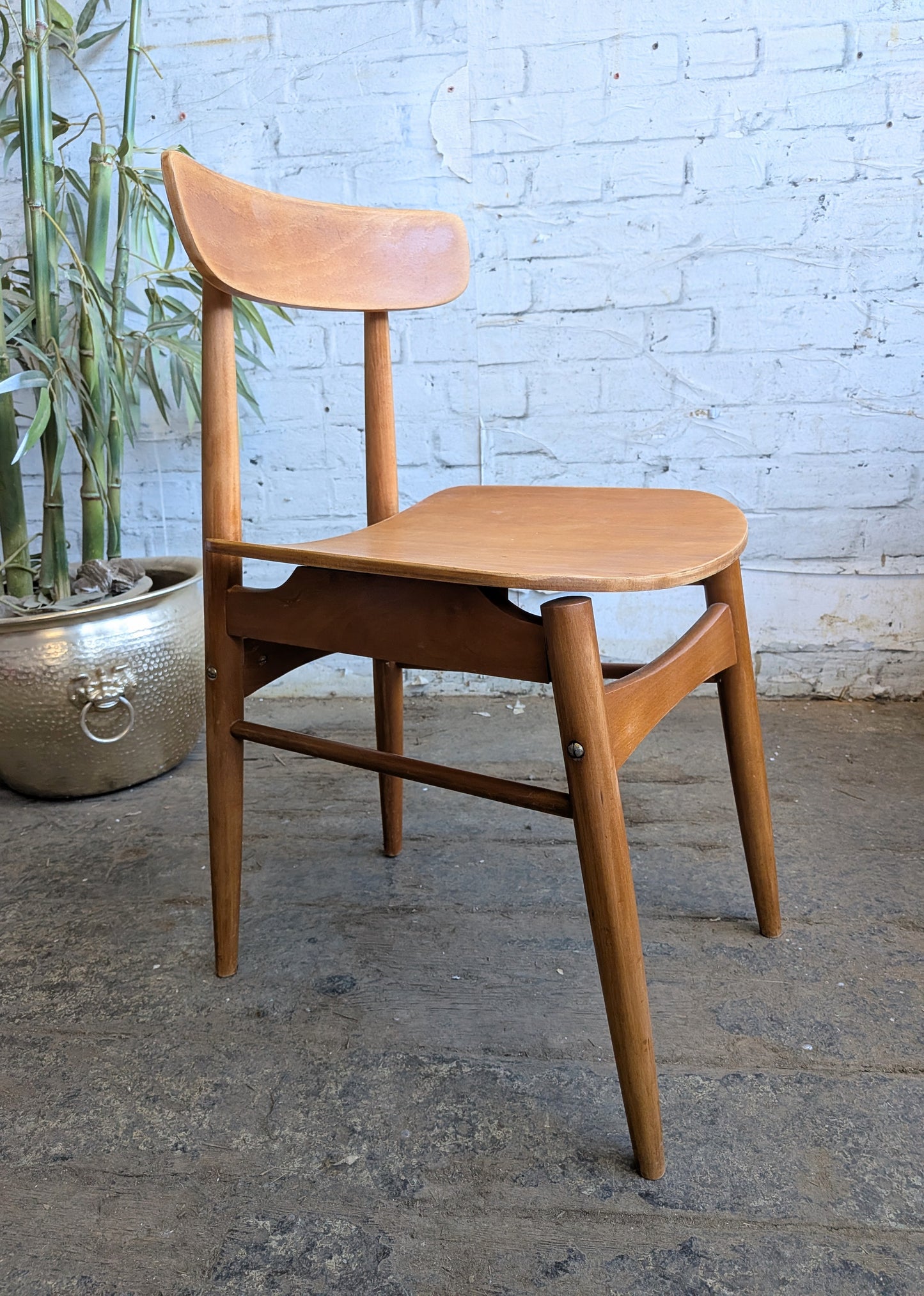 Small Vintage 1960s Mid Century Modern 2 Drawer Desk with Matching Chair