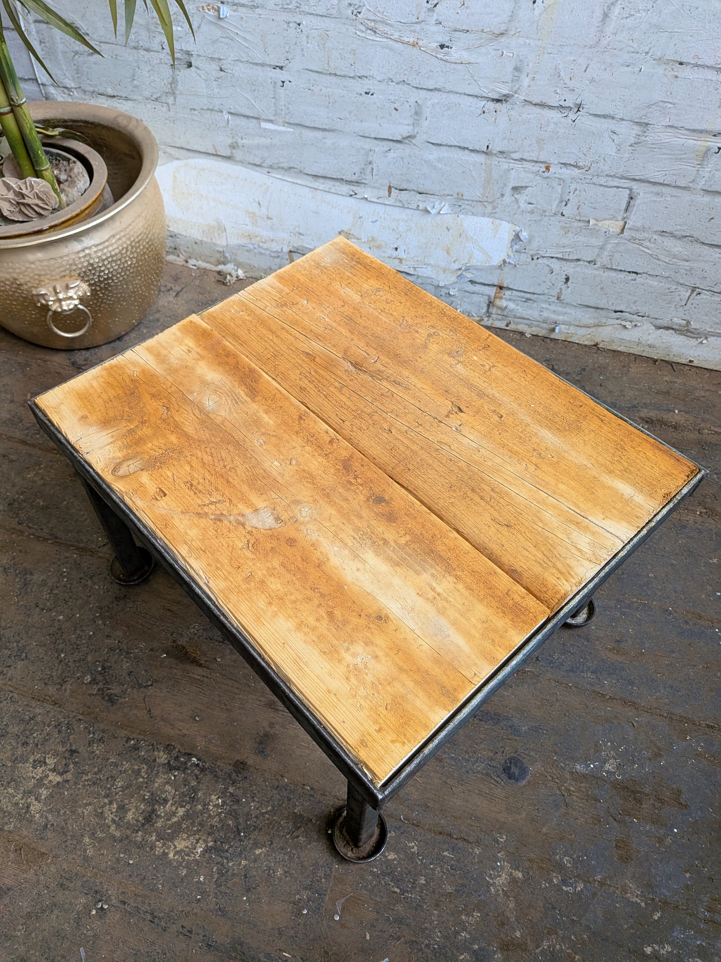 Vintage 50s 60s Mid Century Industrial Steel Side Coffee Lamp Table