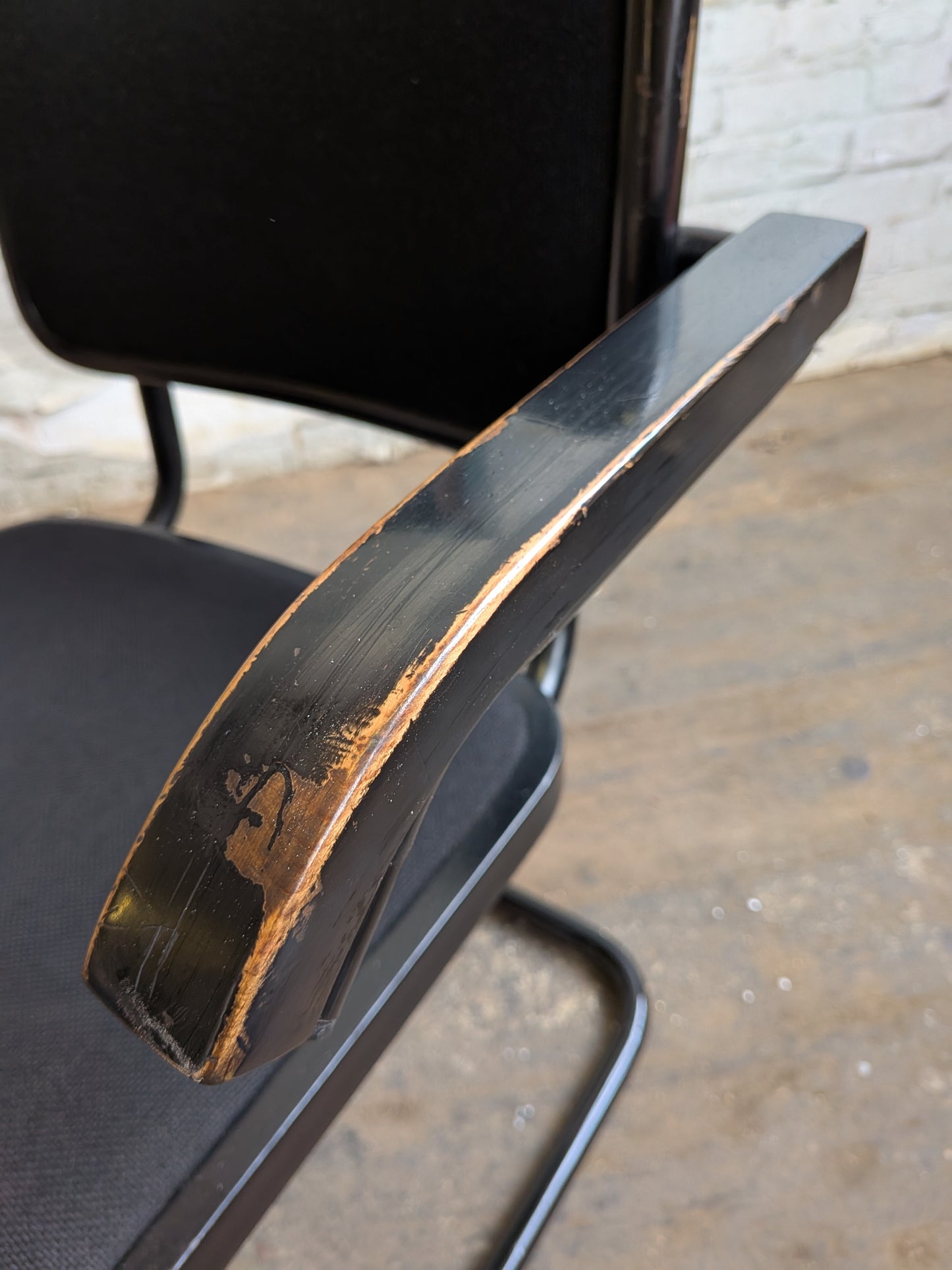 Vintage 70s 80s Marcel Breuer Design Black Cesce Armchair Cantilever Desk Chair