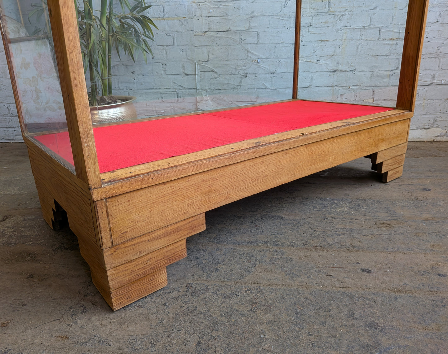 1920s 30s Vintage Art Deco Oak Glazed Haberdashery Shop Display Counter Cabinet