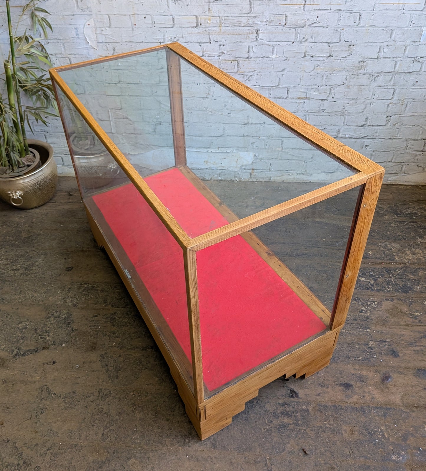 1920s 30s Vintage Art Deco Oak Glazed Haberdashery Shop Display Counter Cabinet