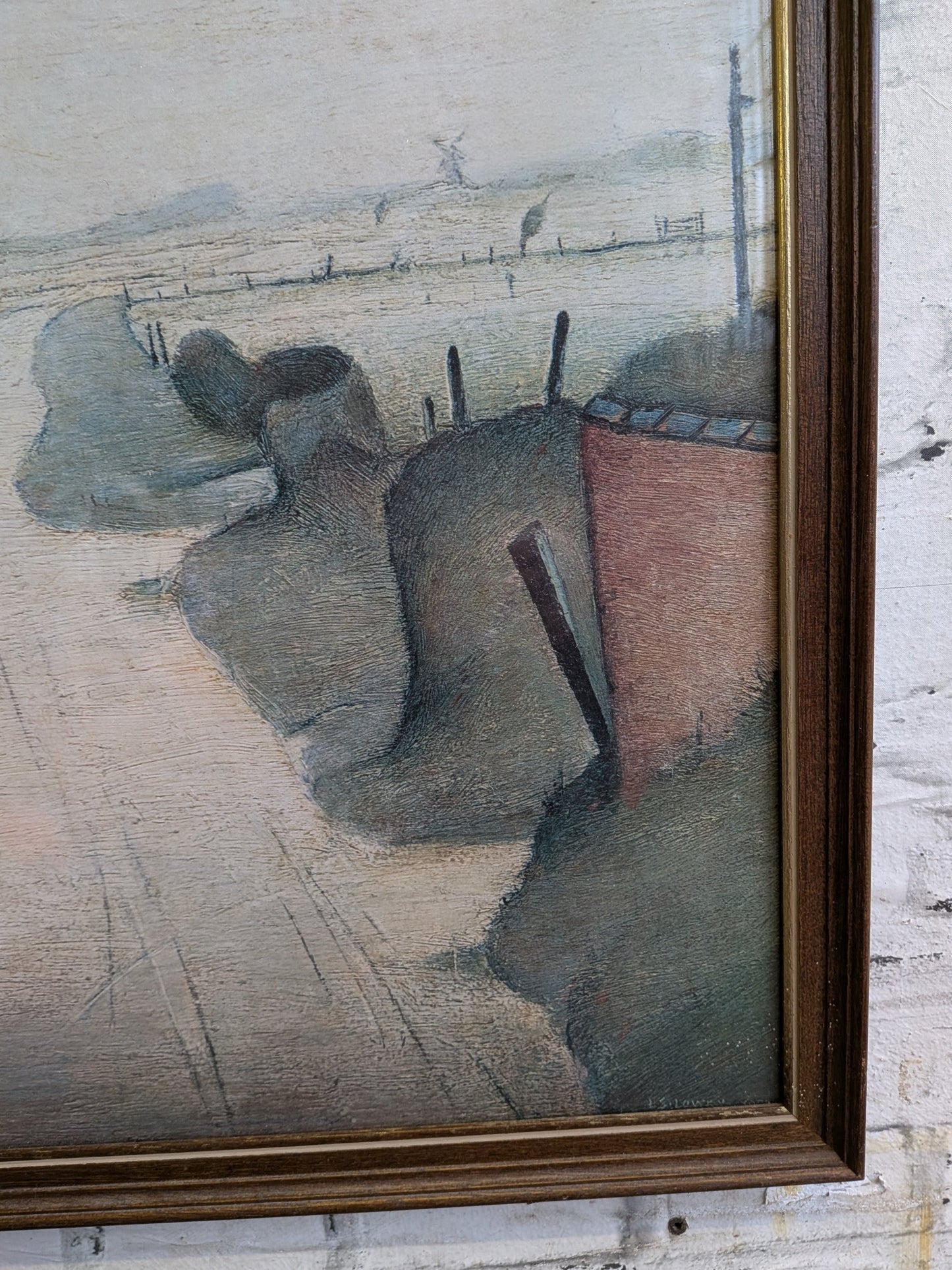 Rare Vintage 70s 80s Framed Print of L.S. Lowry A Country Road (1952)