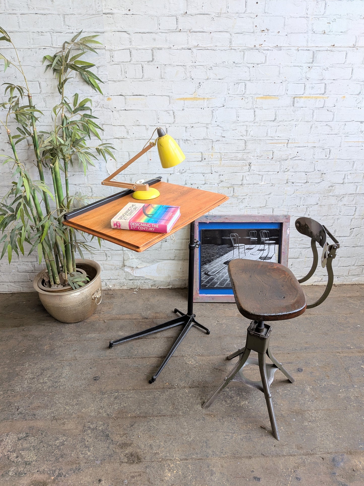 Antique Vintage Adjustable Industrial Artists Workbench Desk Book Reading Table
