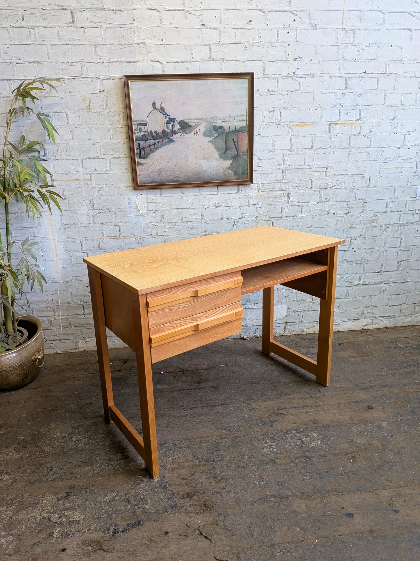 Vintage 70s Retro Mid Century Modern 2 Drawer Work Desk Dressing Vanity Table