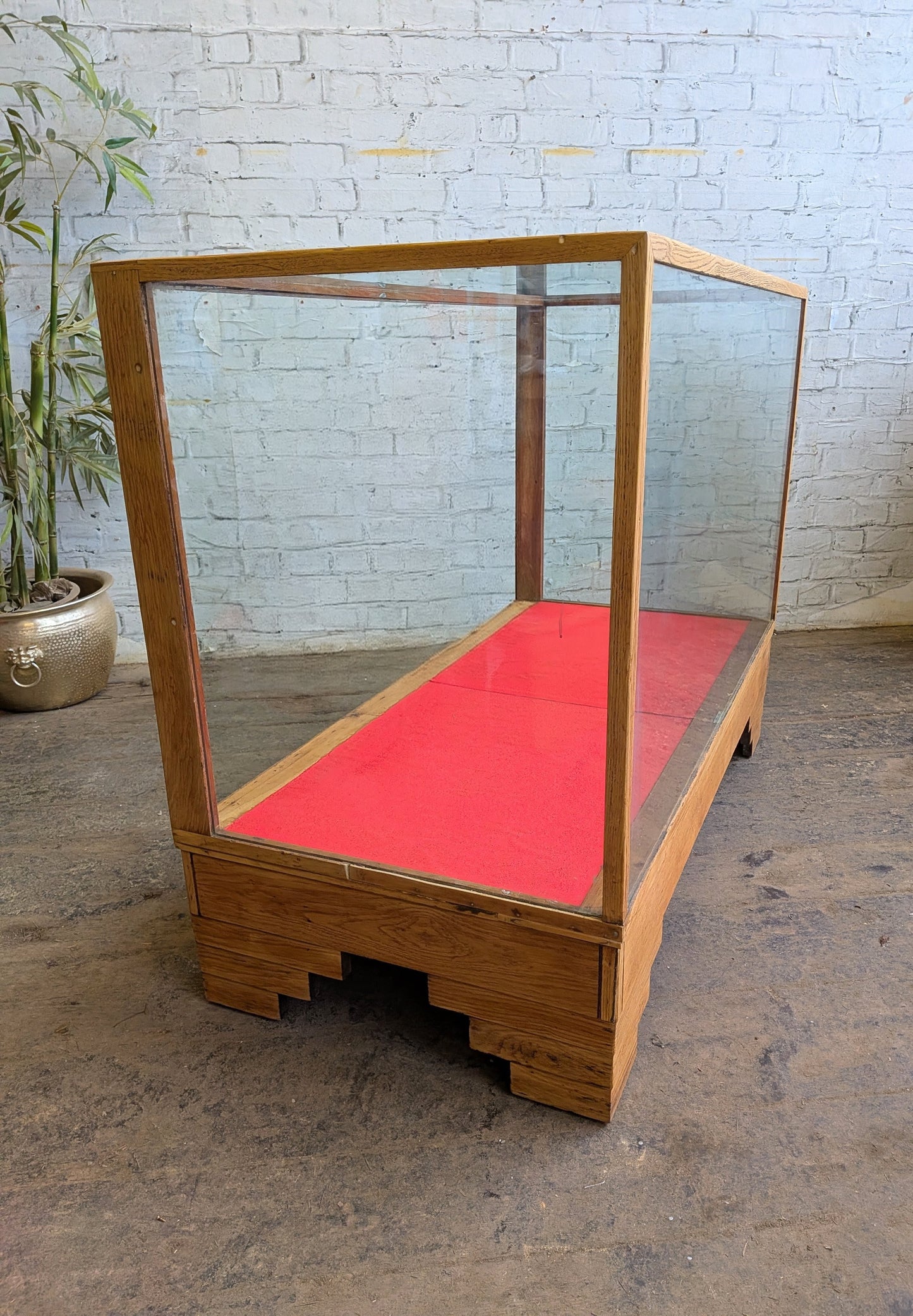 1920s 30s Vintage Art Deco Oak Glazed Haberdashery Shop Display Counter Cabinet