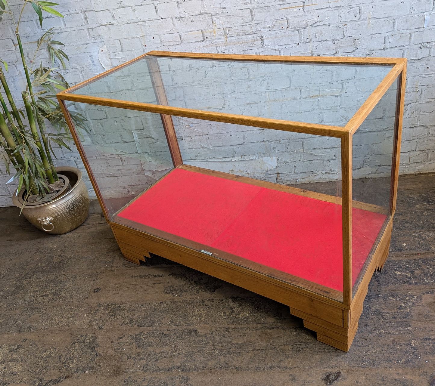 1920s 30s Vintage Art Deco Oak Glazed Haberdashery Shop Display Counter Cabinet