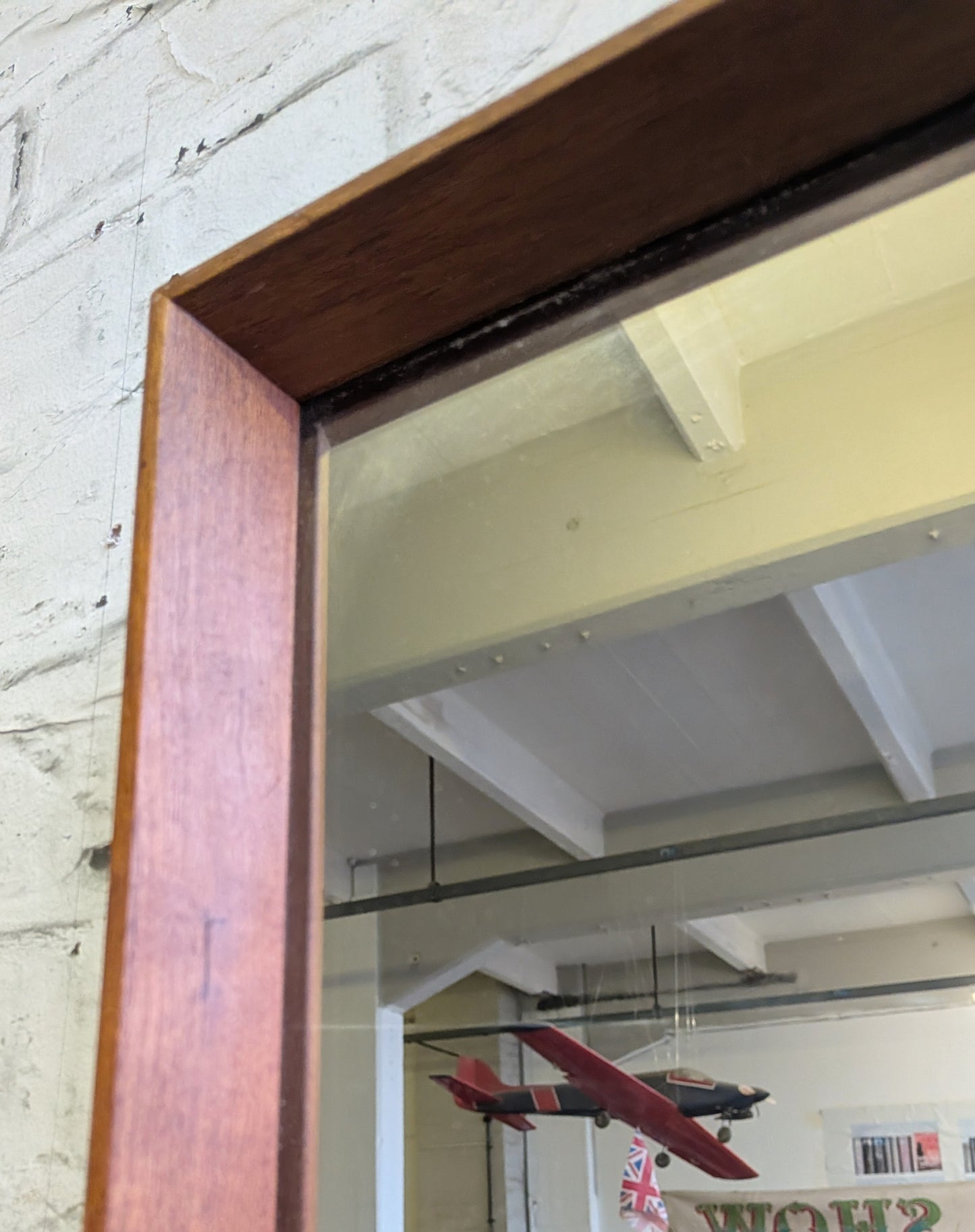 Large Vintage Mid Century Modern Danish Style Teak Wall Mirror