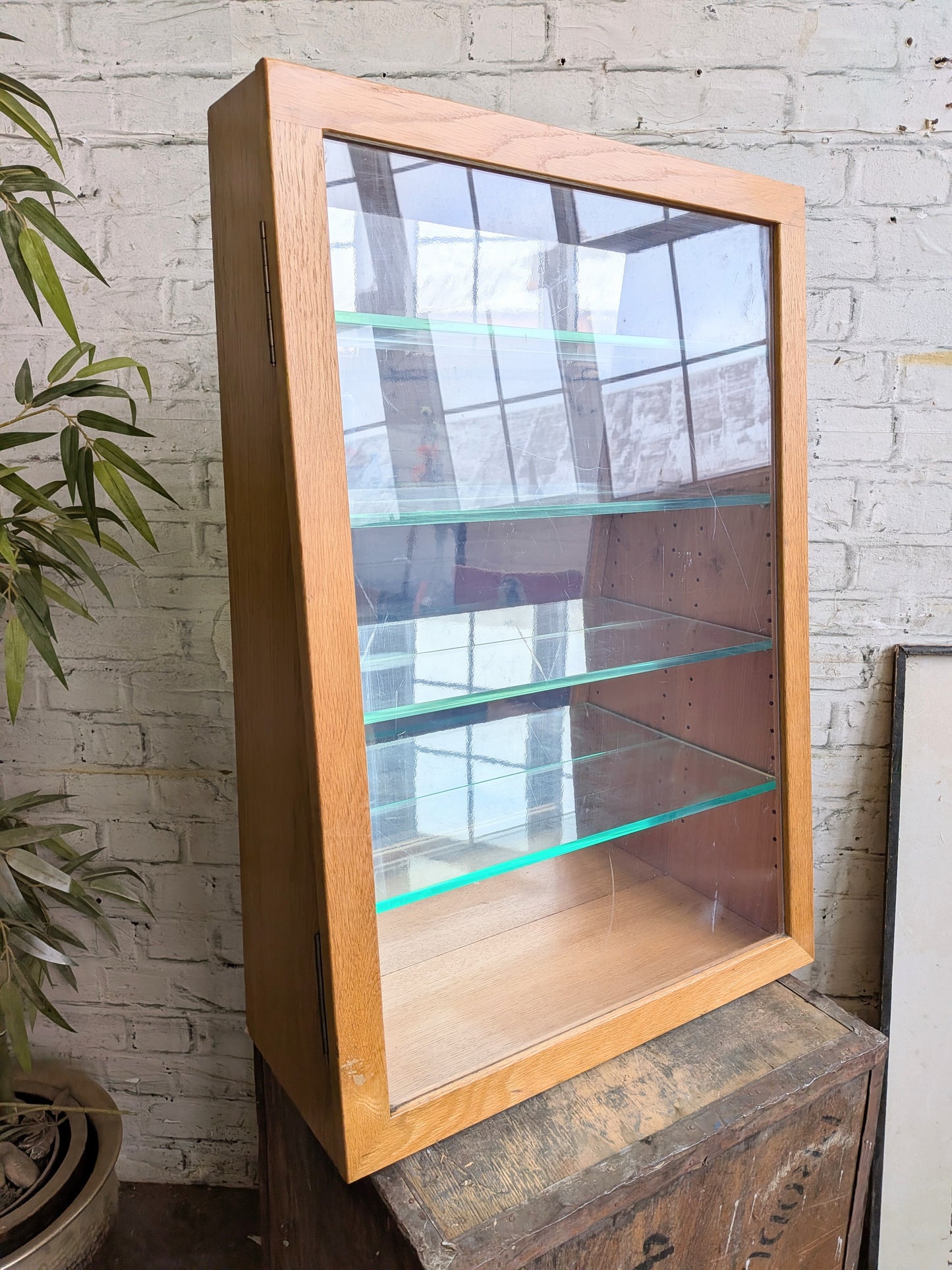 Vintage Retro Oak 4 Shelf Shop Haberdashery Table Top Display Shelving Unit.